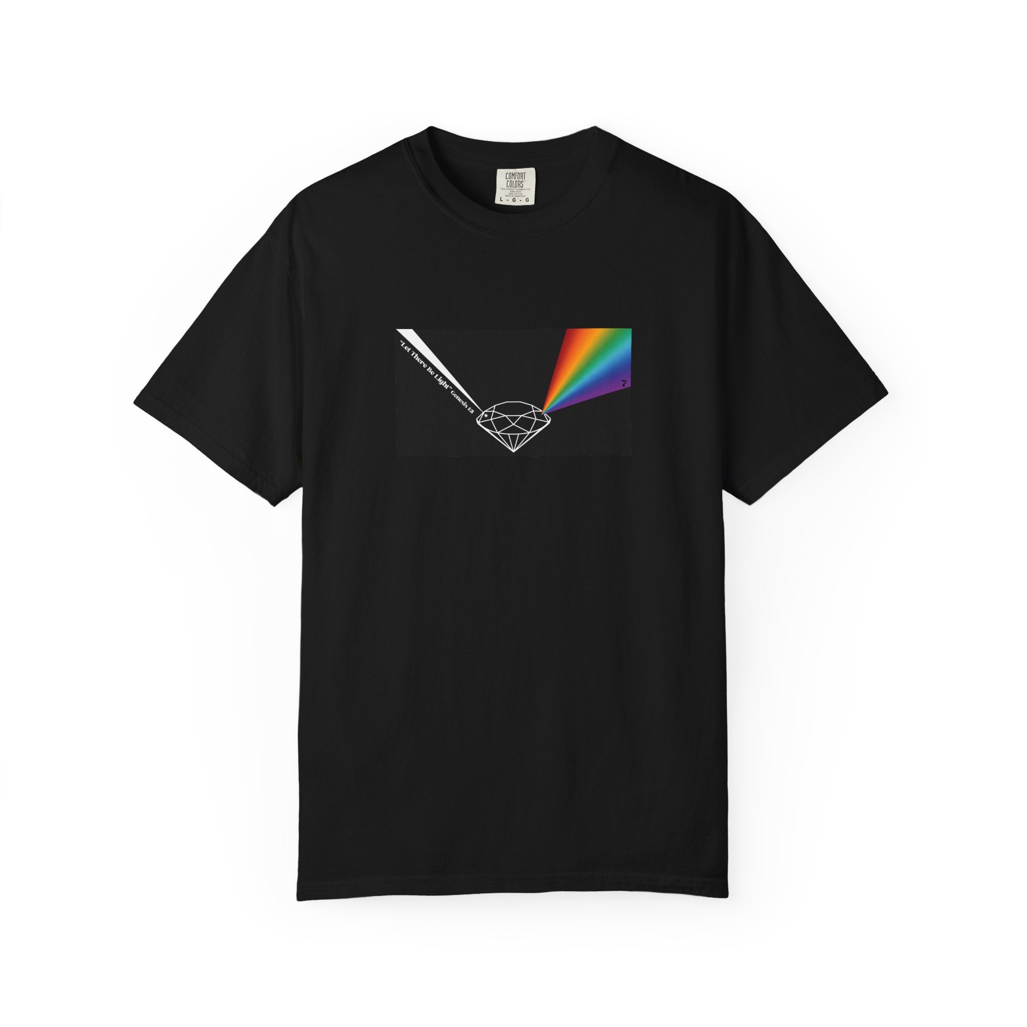 Prism Diamond Tee — Rainbow "Let There Be Light" Spectrum Graphic T-Shirt