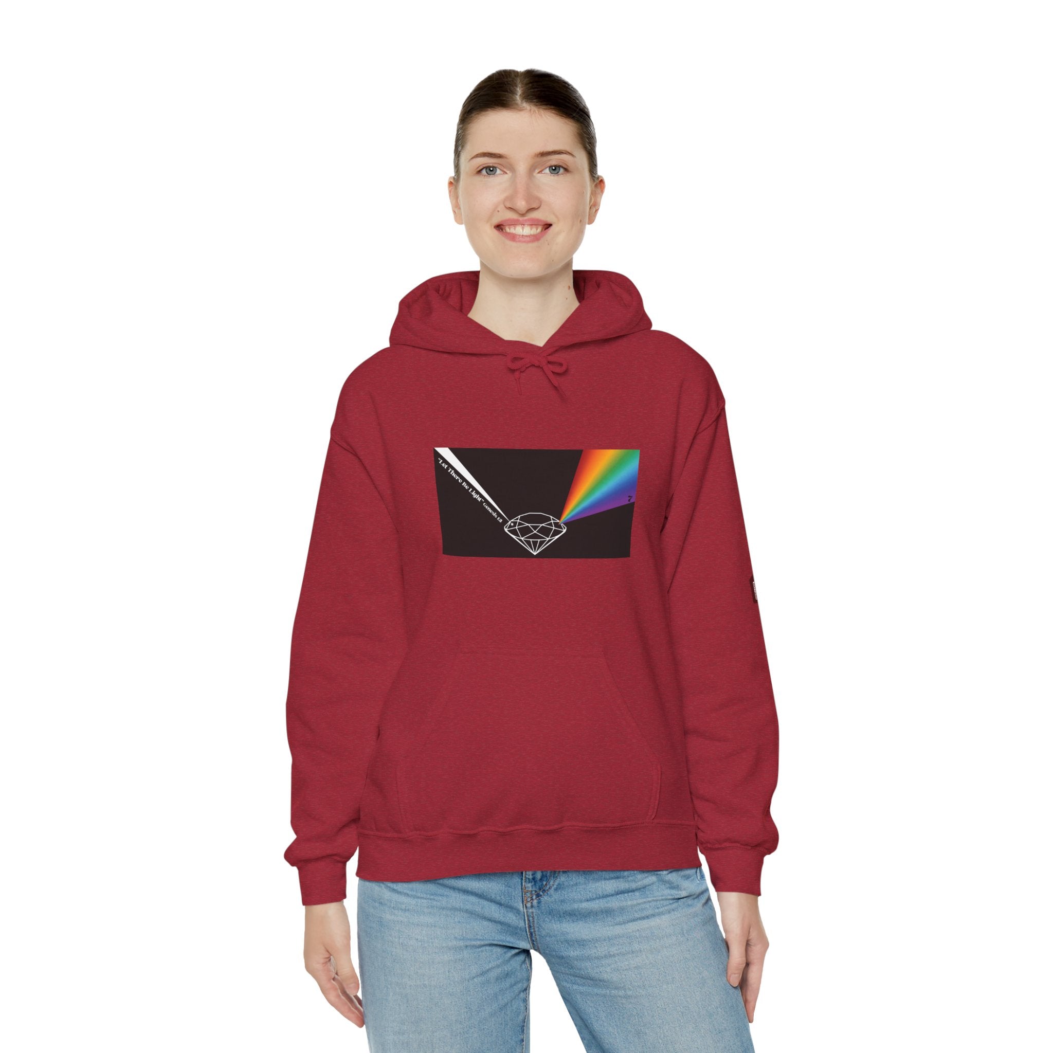 Unisex Prism Diamond "Let There Be Light" Hoodie | Rainbow Spectrum Prism Hooded Sweatshirt
