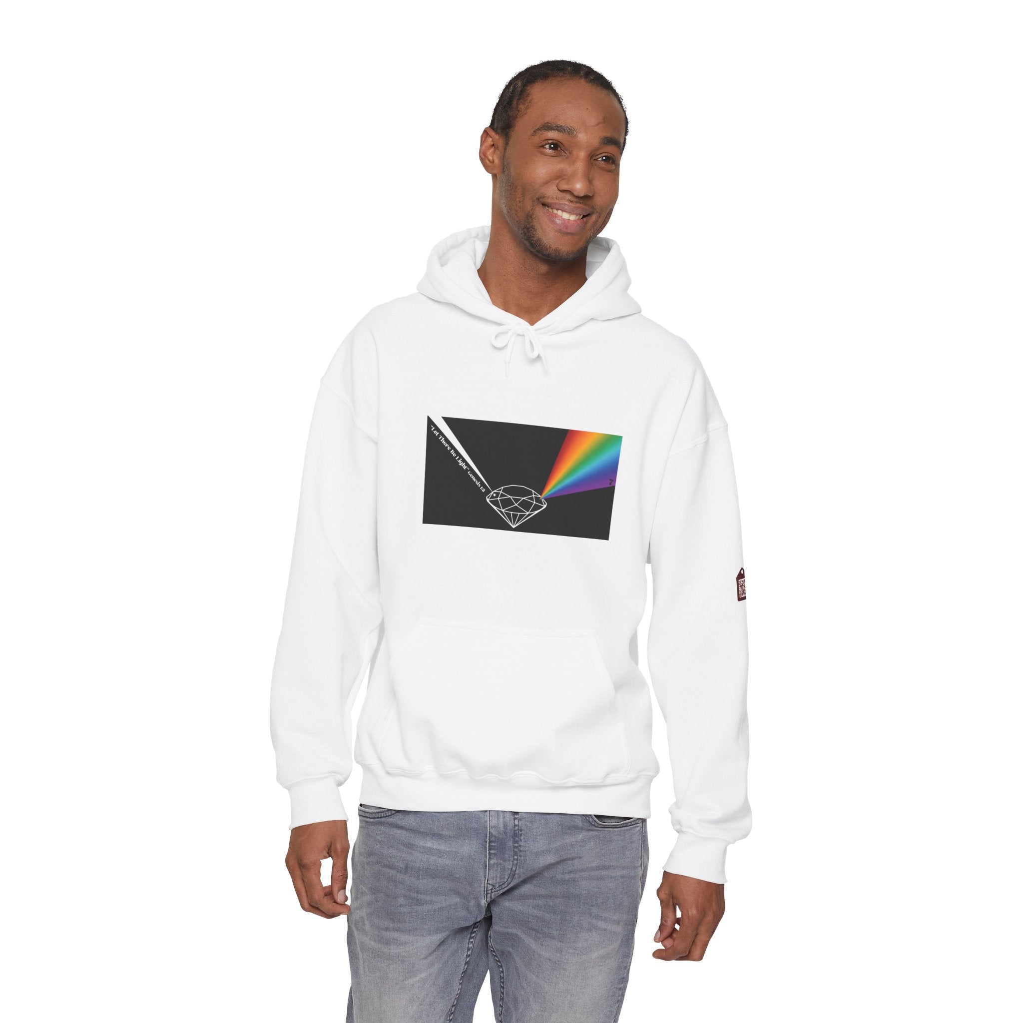 Unisex Prism Diamond "Let There Be Light" Hoodie | Rainbow Spectrum Prism Hooded Sweatshirt