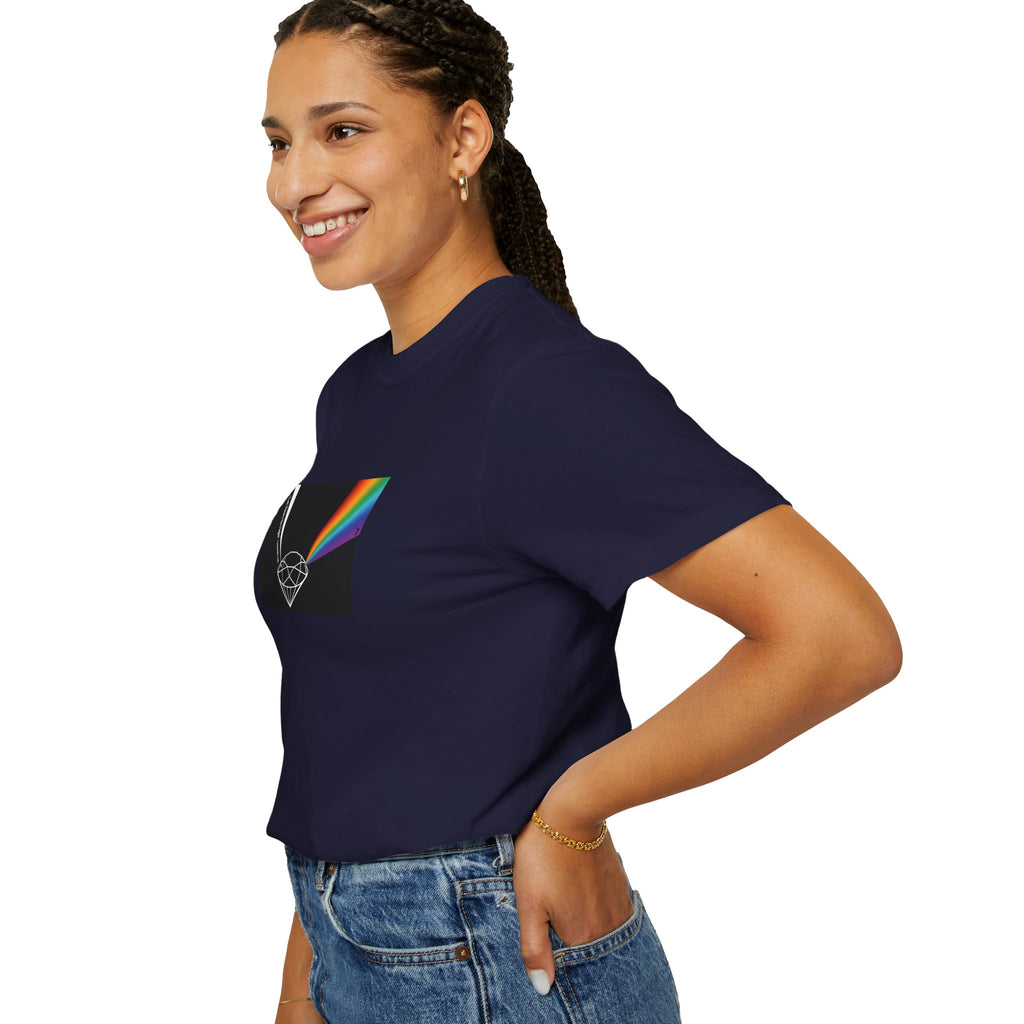 Prism Diamond Tee — Rainbow "Let There Be Light" Spectrum Graphic T-Shirt