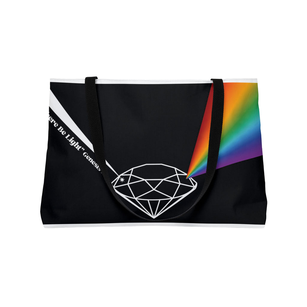Weekender Tote Bag — Prism Diamond Rainbow Design Tote ("Let There Be Light")
