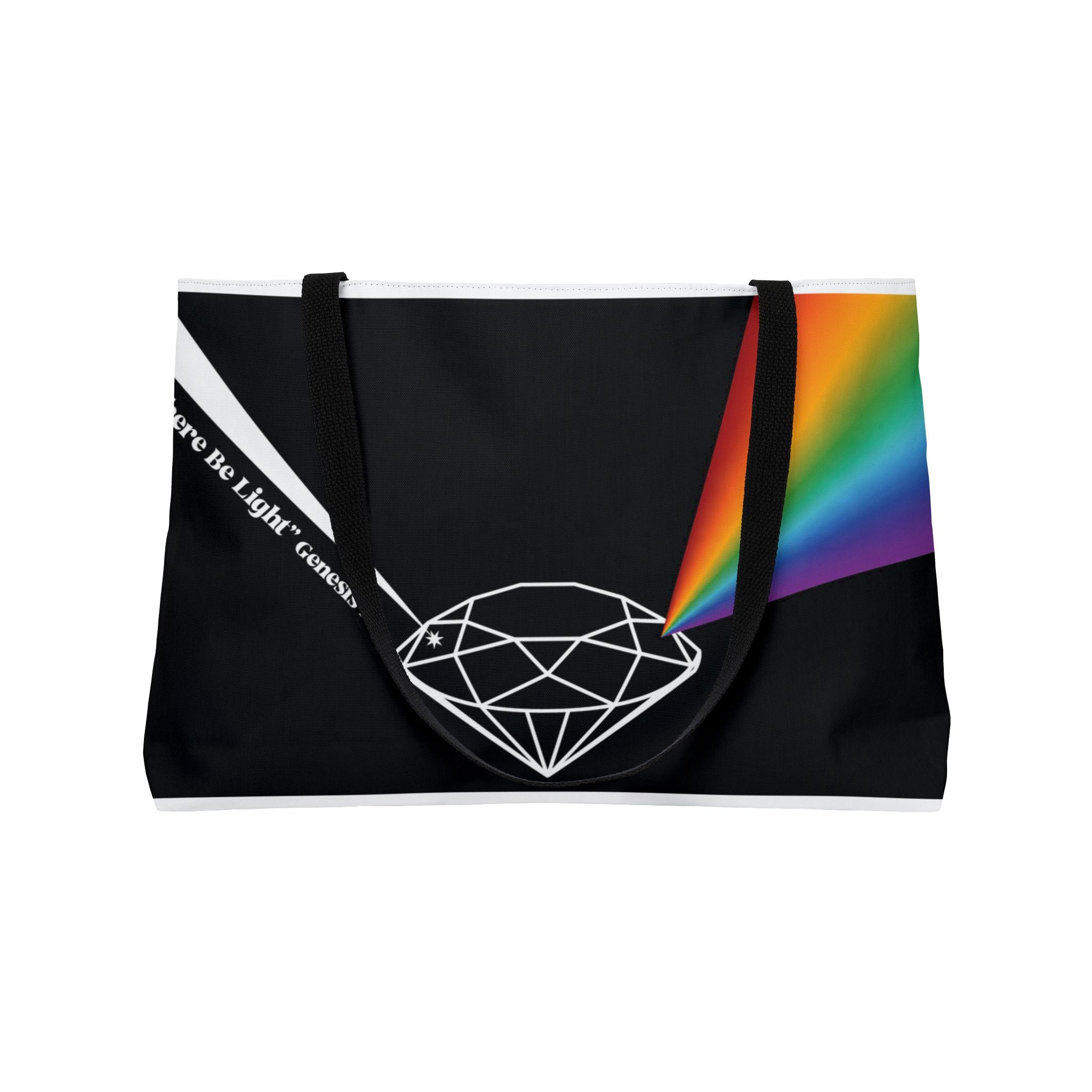 Weekender Tote Bag — Prism Diamond Rainbow Design Tote ("Let There Be Light")