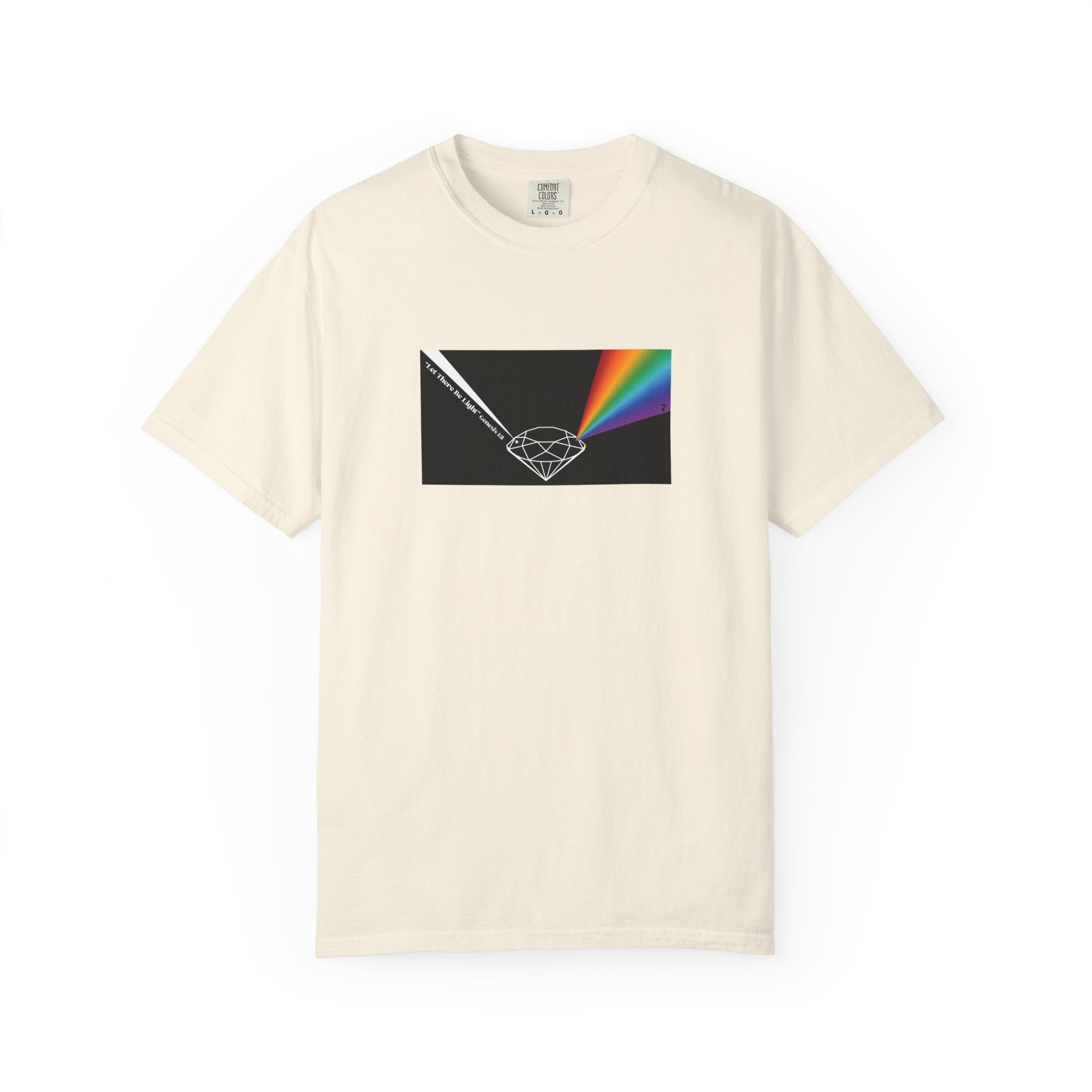 Prism Diamond Tee — Rainbow "Let There Be Light" Spectrum Graphic T-Shirt