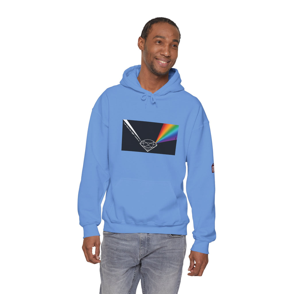 Unisex Prism Diamond "Let There Be Light" Hoodie | Rainbow Spectrum Prism Hooded Sweatshirt