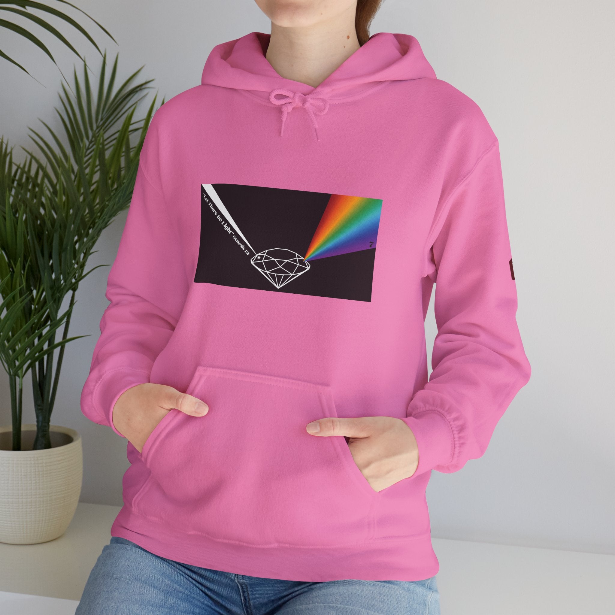 Unisex Prism Diamond "Let There Be Light" Hoodie | Rainbow Spectrum Prism Hooded Sweatshirt