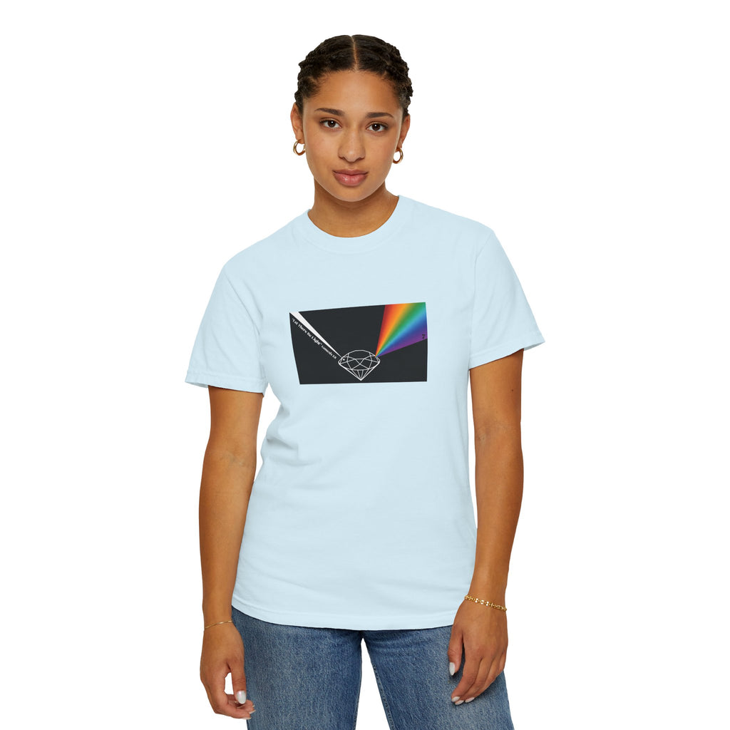Prism Diamond Tee — Rainbow "Let There Be Light" Spectrum Graphic T-Shirt