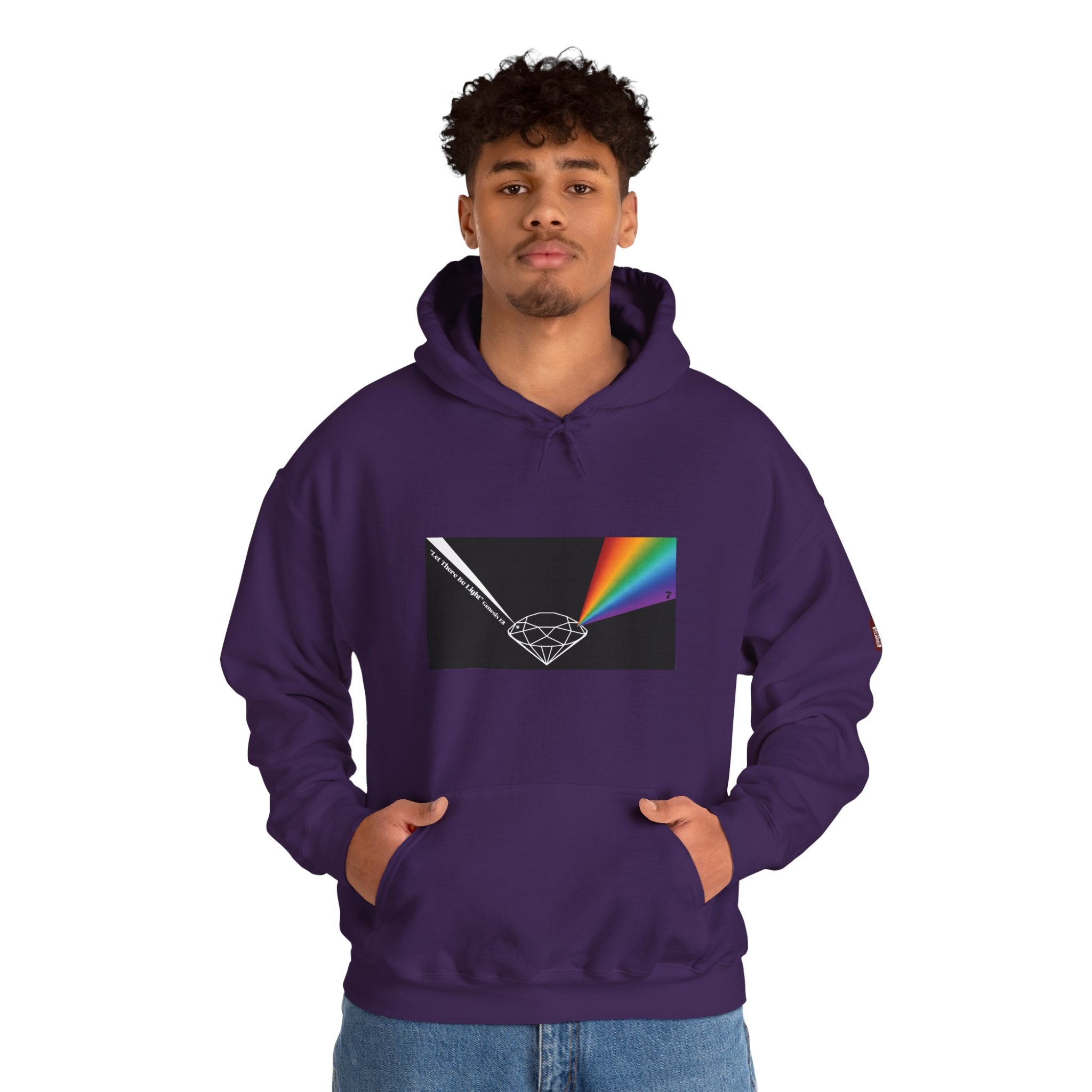 Unisex Prism Diamond "Let There Be Light" Hoodie | Rainbow Spectrum Prism Hooded Sweatshirt