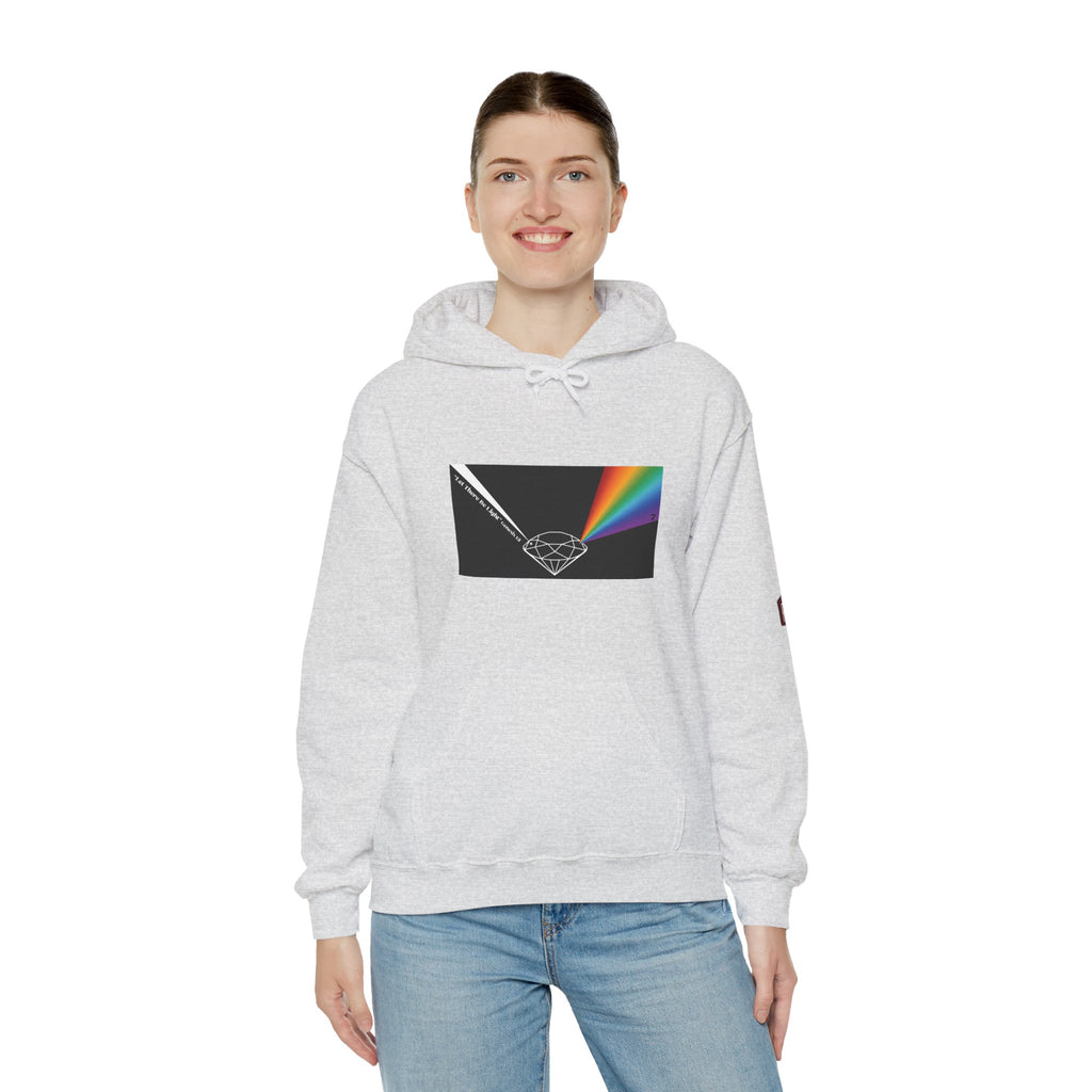 Unisex Prism Diamond "Let There Be Light" Hoodie | Rainbow Spectrum Prism Hooded Sweatshirt