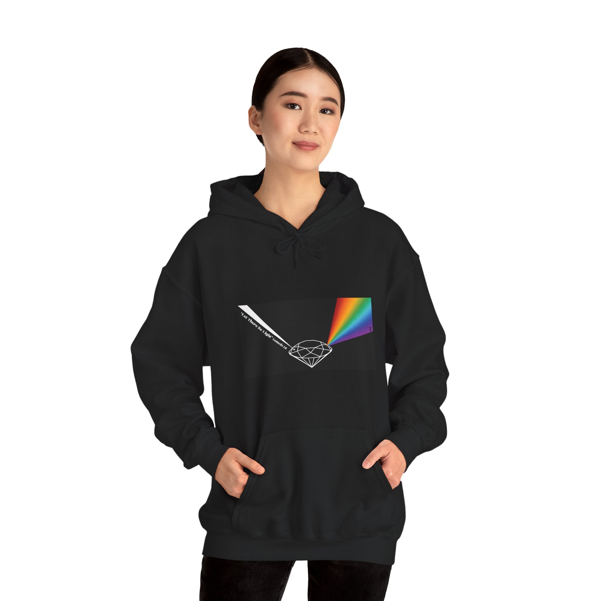 Unisex Prism Diamond "Let There Be Light" Hoodie | Rainbow Spectrum Prism Hooded Sweatshirt