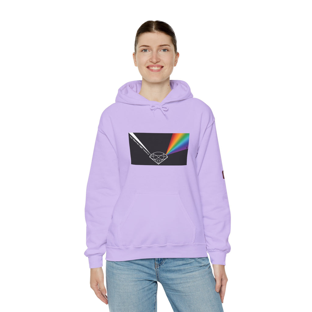Unisex Prism Diamond "Let There Be Light" Hoodie | Rainbow Spectrum Prism Hooded Sweatshirt