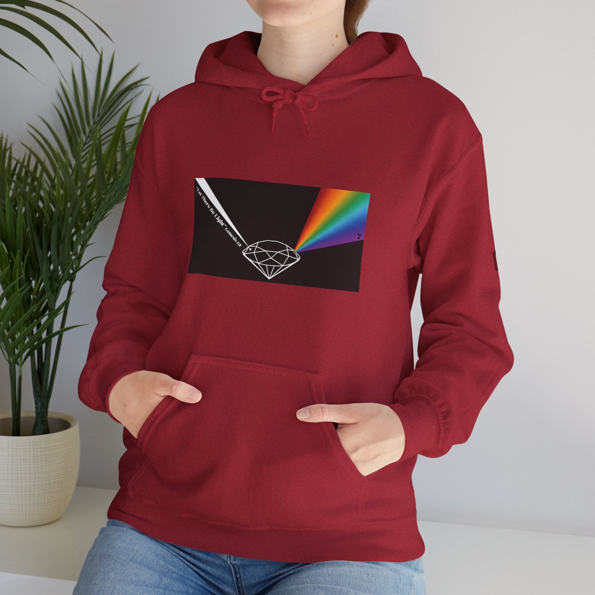 Unisex Prism Diamond "Let There Be Light" Hoodie | Rainbow Spectrum Prism Hooded Sweatshirt