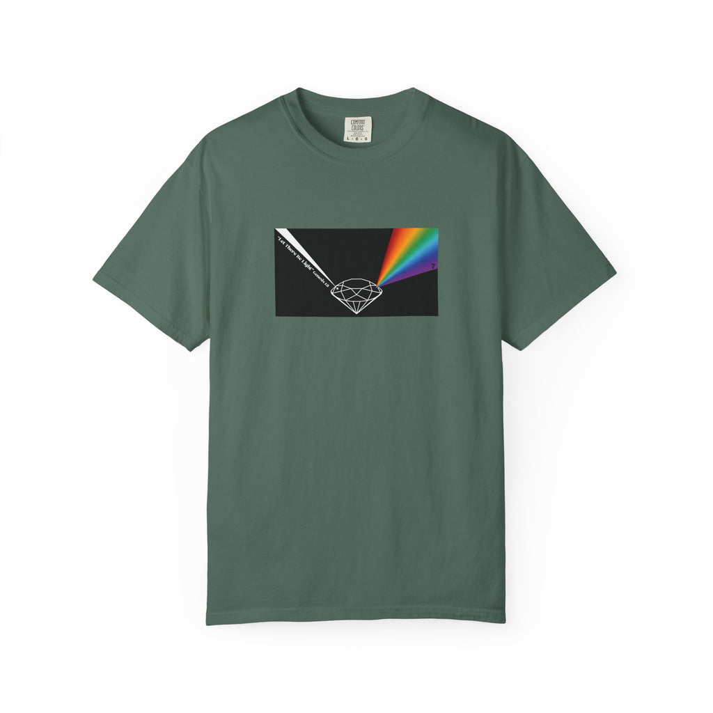 Prism Diamond Tee — Rainbow "Let There Be Light" Spectrum Graphic T-Shirt