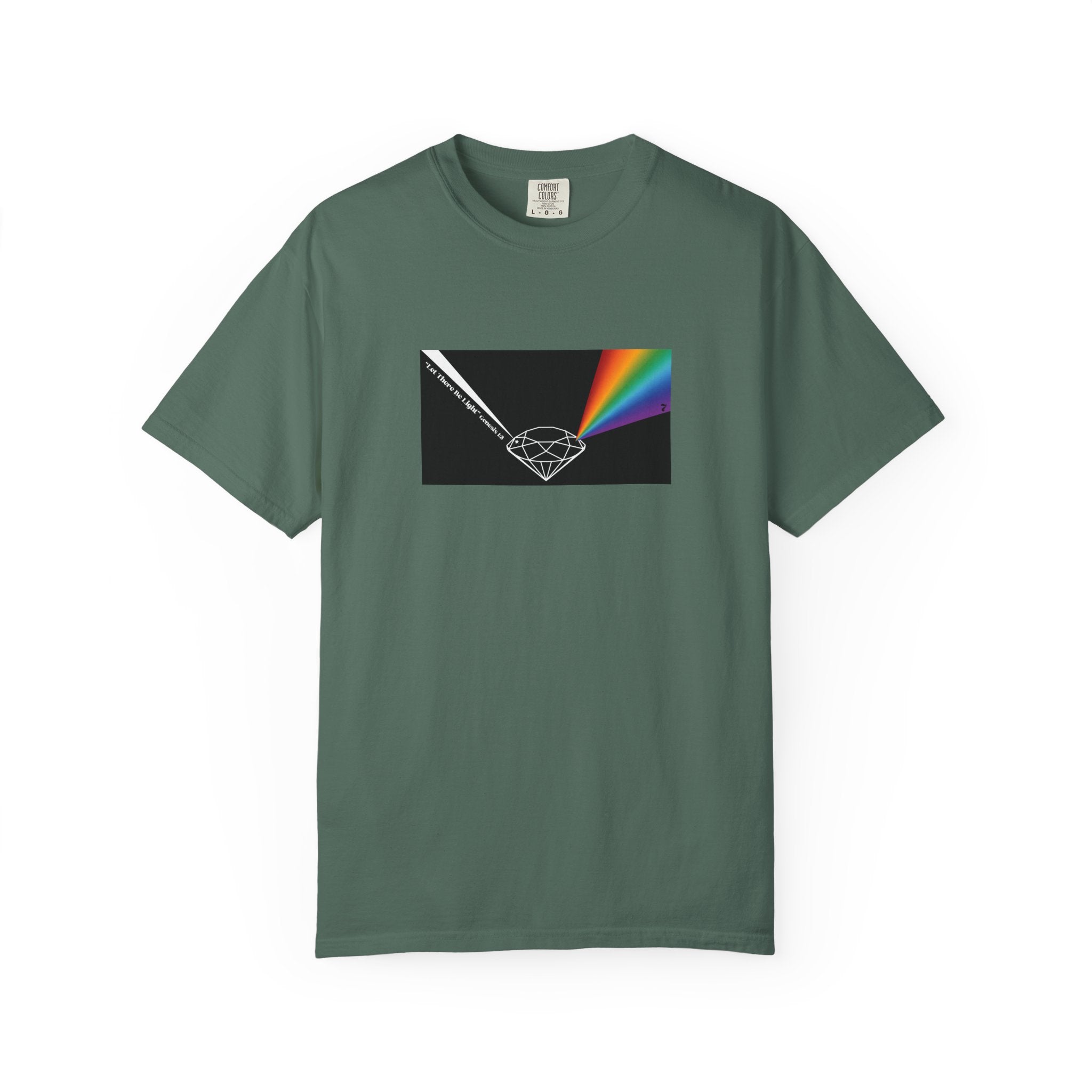 Prism Diamond Tee — Rainbow "Let There Be Light" Spectrum Graphic T-Shirt