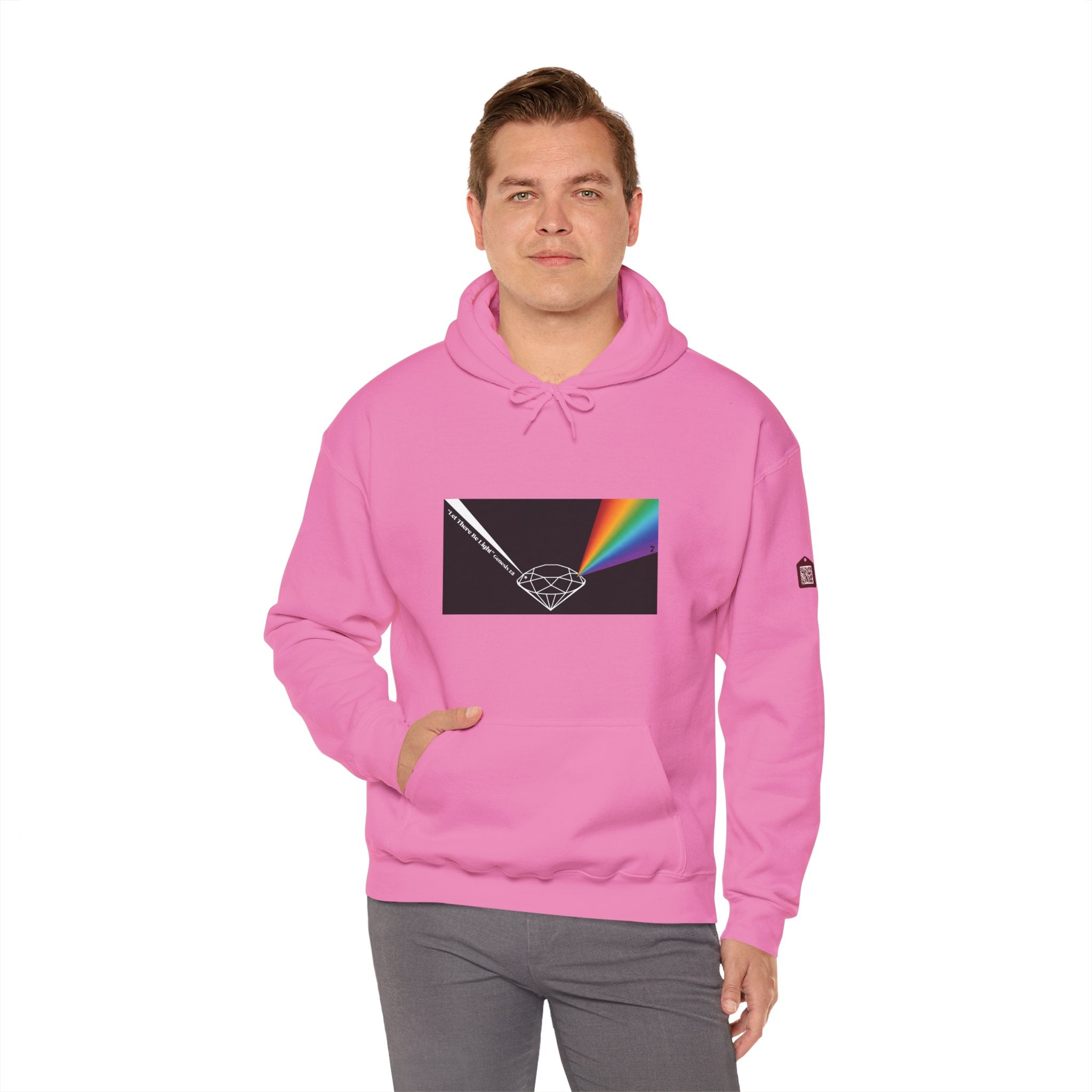 Unisex Prism Diamond "Let There Be Light" Hoodie | Rainbow Spectrum Prism Hooded Sweatshirt