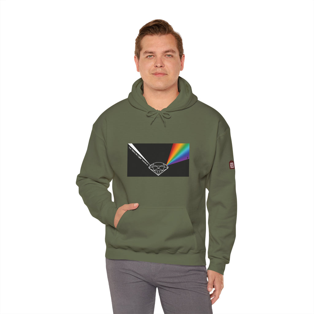 Unisex Prism Diamond "Let There Be Light" Hoodie | Rainbow Spectrum Prism Hooded Sweatshirt