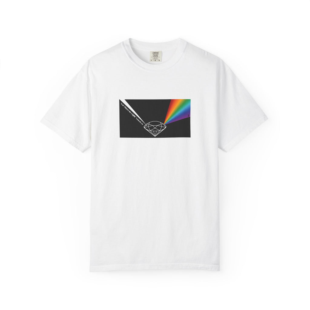 Prism Diamond Tee — Rainbow "Let There Be Light" Spectrum Graphic T-Shirt