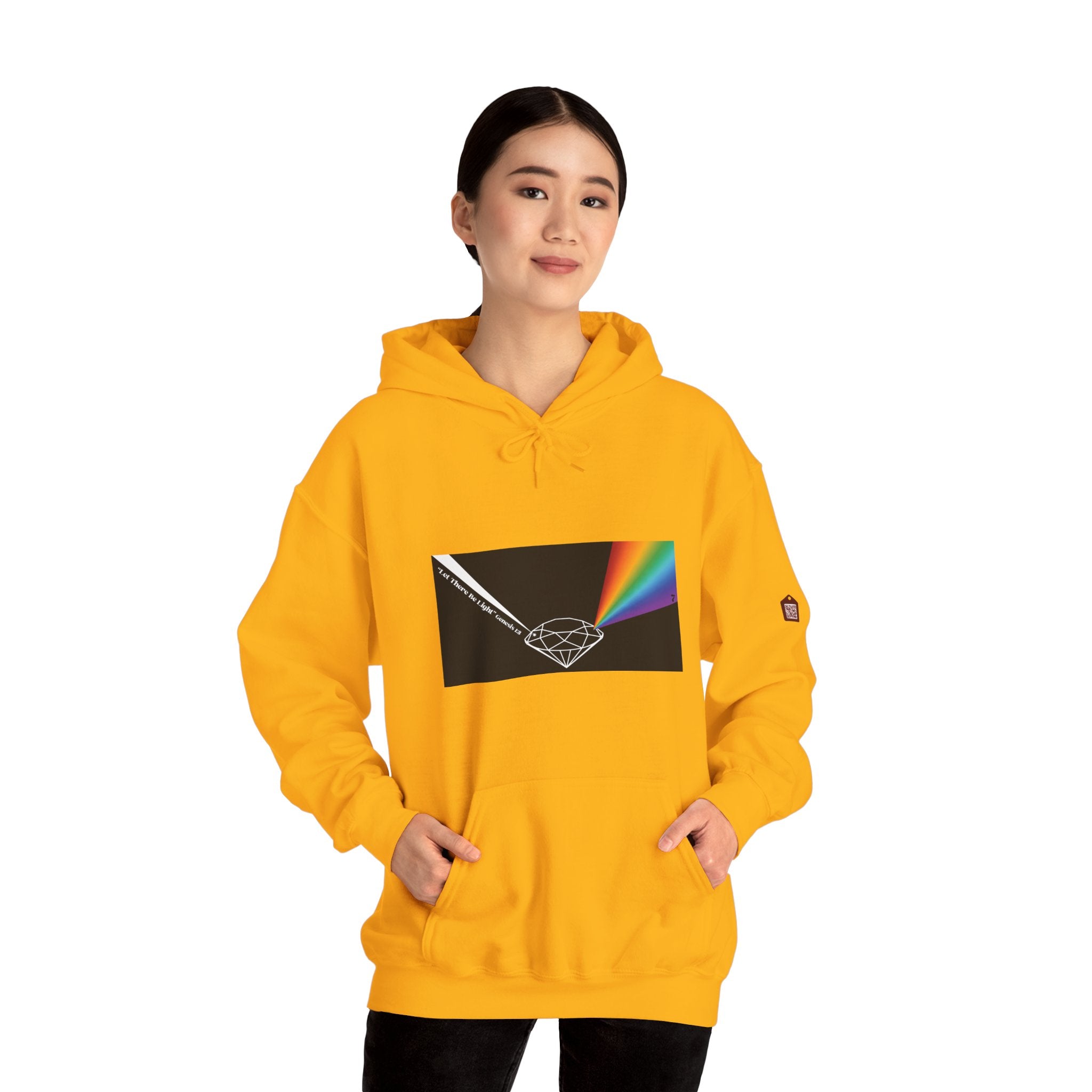 Unisex Prism Diamond "Let There Be Light" Hoodie | Rainbow Spectrum Prism Hooded Sweatshirt