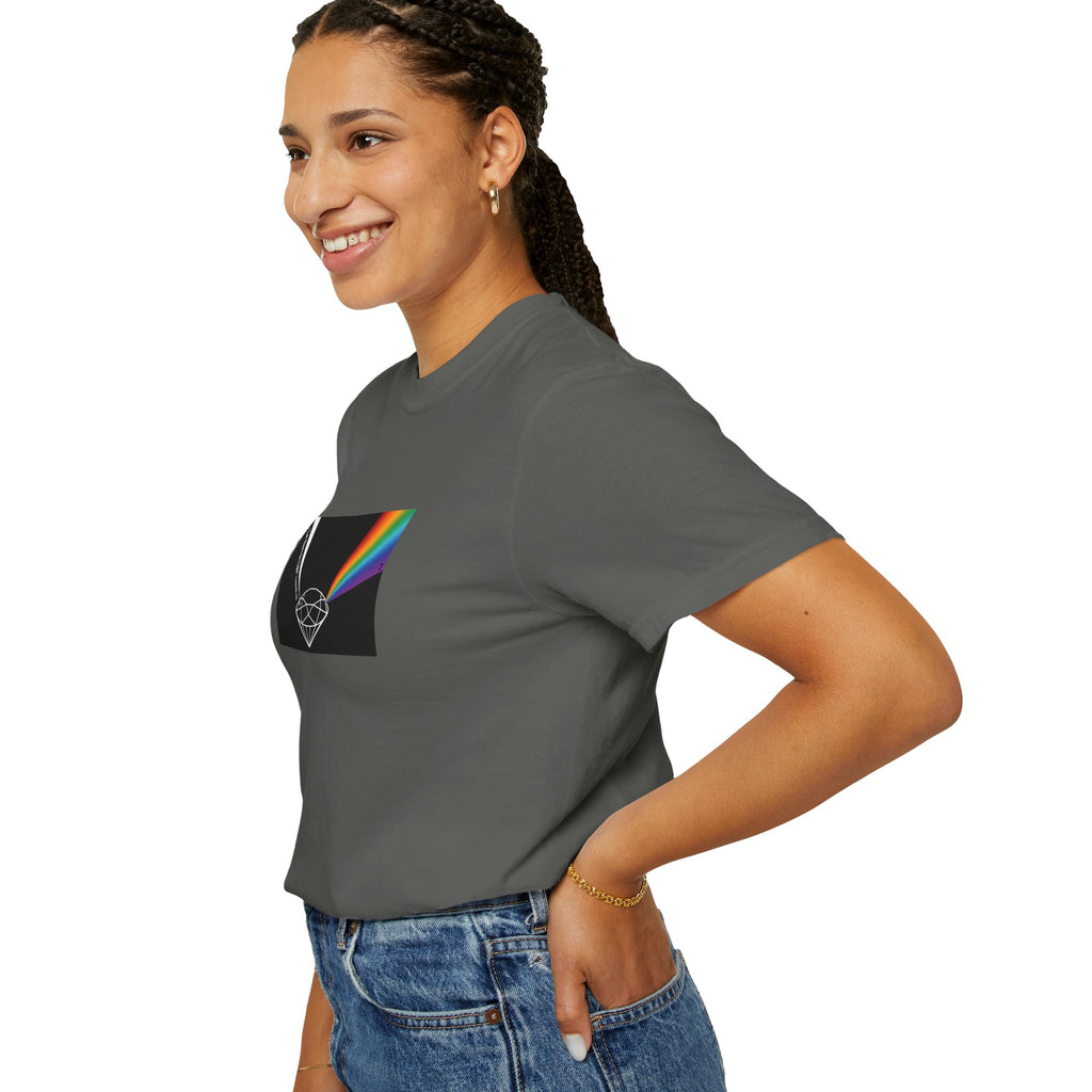 Prism Diamond Tee — Rainbow "Let There Be Light" Spectrum Graphic T-Shirt