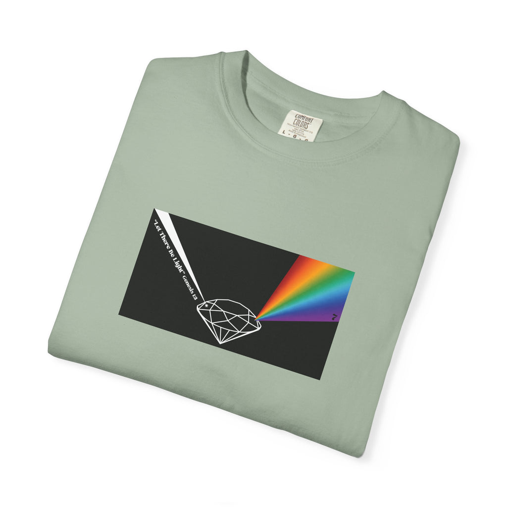 Prism Diamond Tee — Rainbow "Let There Be Light" Spectrum Graphic T-Shirt