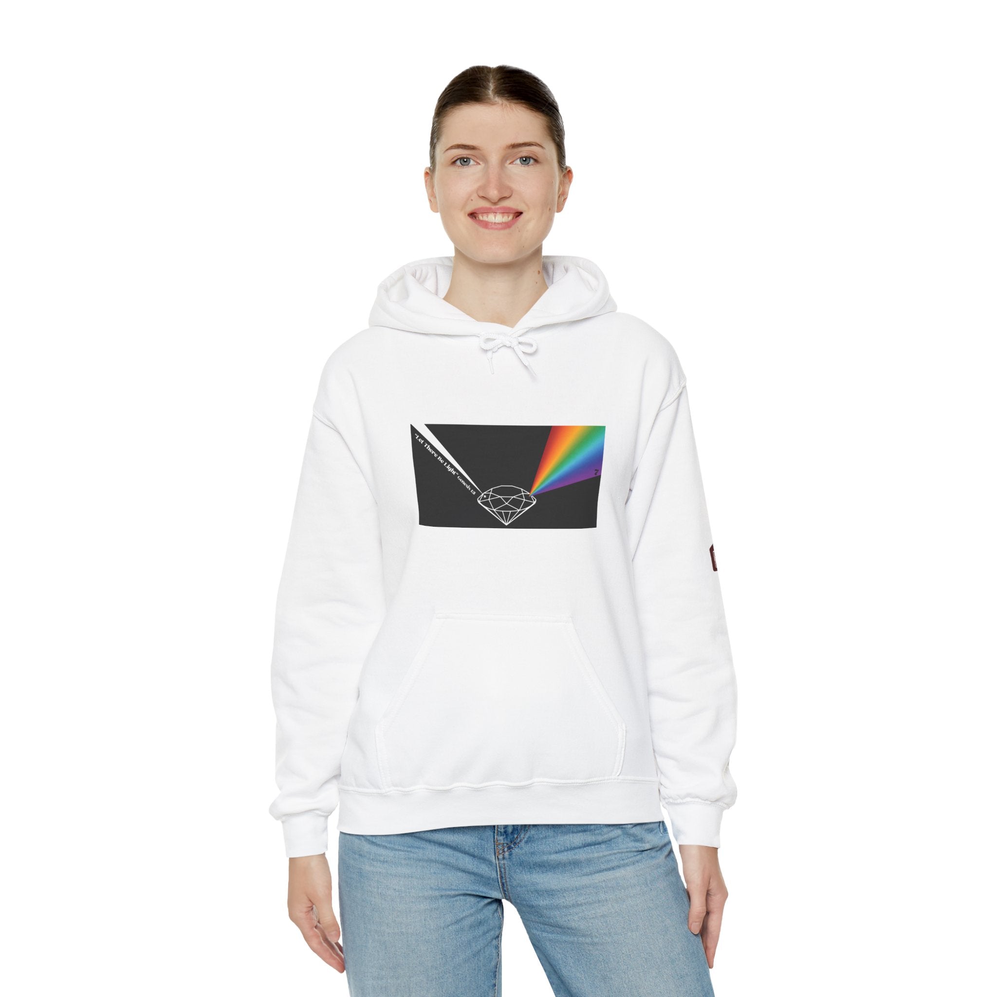 Unisex Prism Diamond "Let There Be Light" Hoodie | Rainbow Spectrum Prism Hooded Sweatshirt