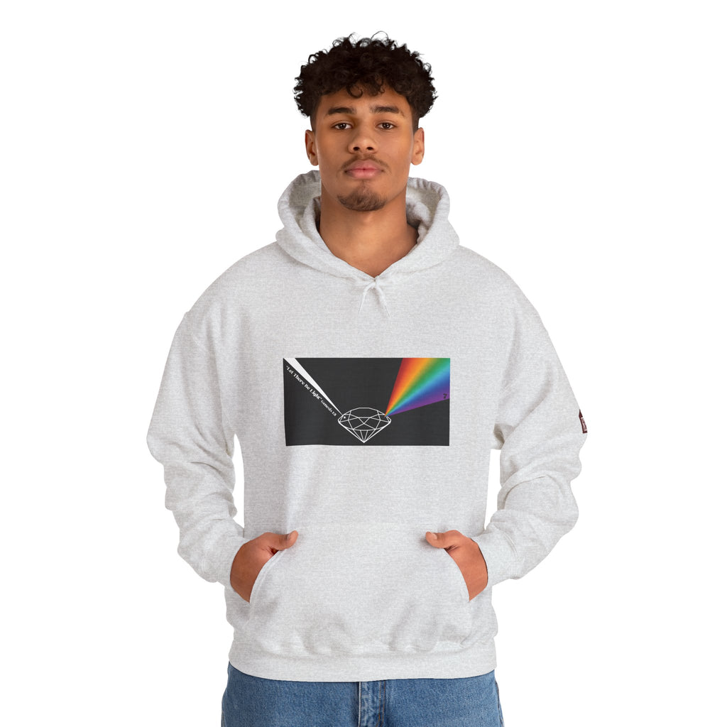 Unisex Prism Diamond "Let There Be Light" Hoodie | Rainbow Spectrum Prism Hooded Sweatshirt