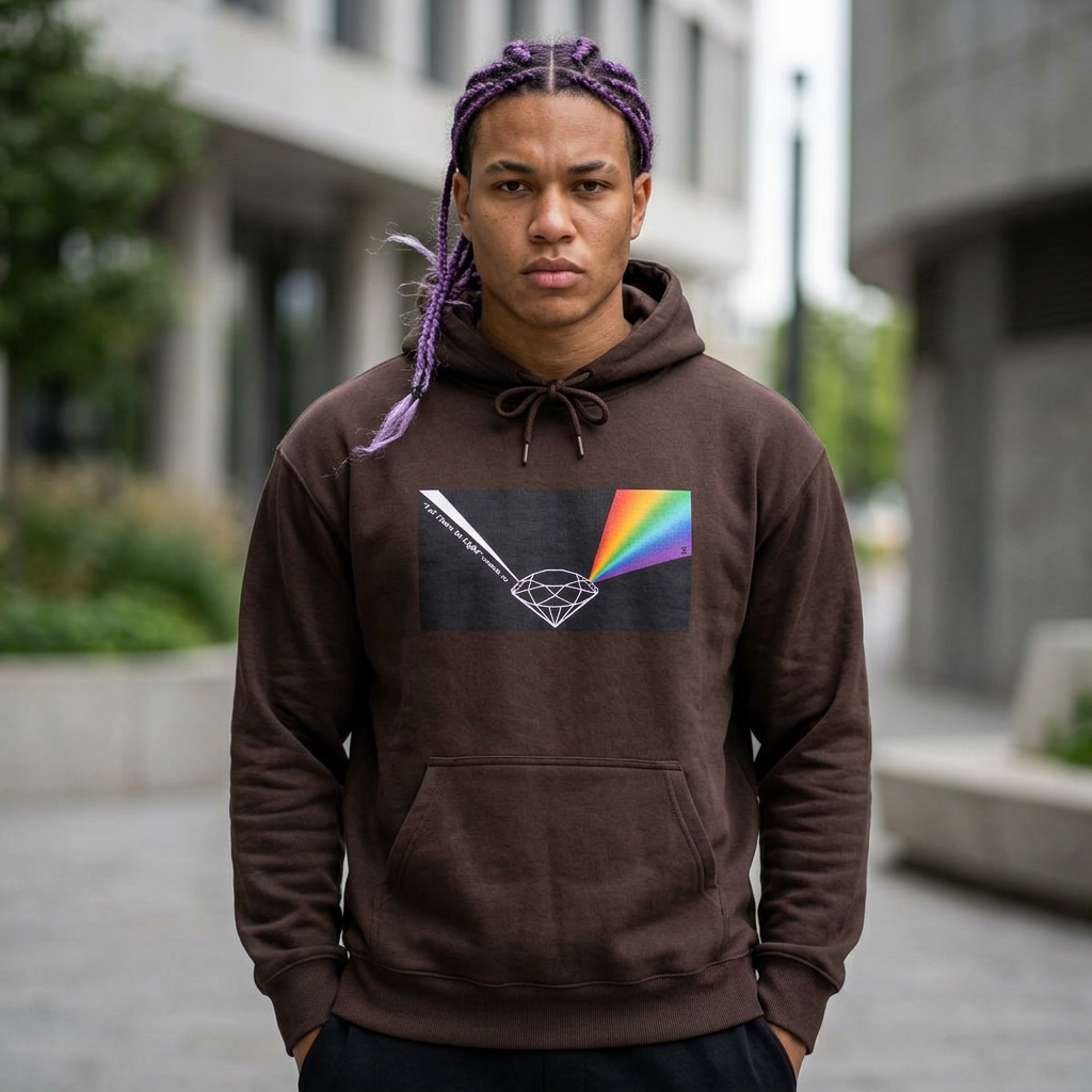 Unisex Prism Diamond "Let There Be Light" Hoodie | Rainbow Spectrum Prism Hooded Sweatshirt