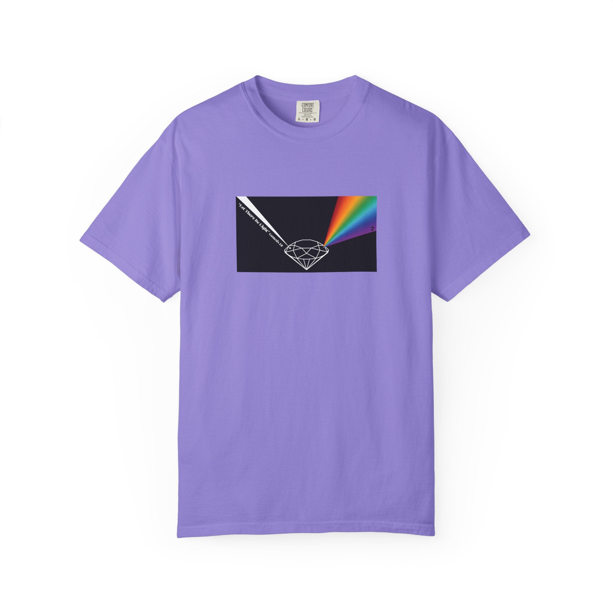 Prism Diamond Tee — Rainbow "Let There Be Light" Spectrum Graphic T-Shirt