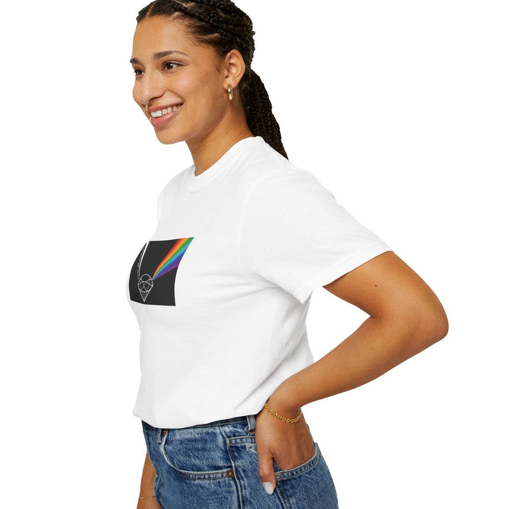 Prism Diamond Tee — Rainbow "Let There Be Light" Spectrum Graphic T-Shirt