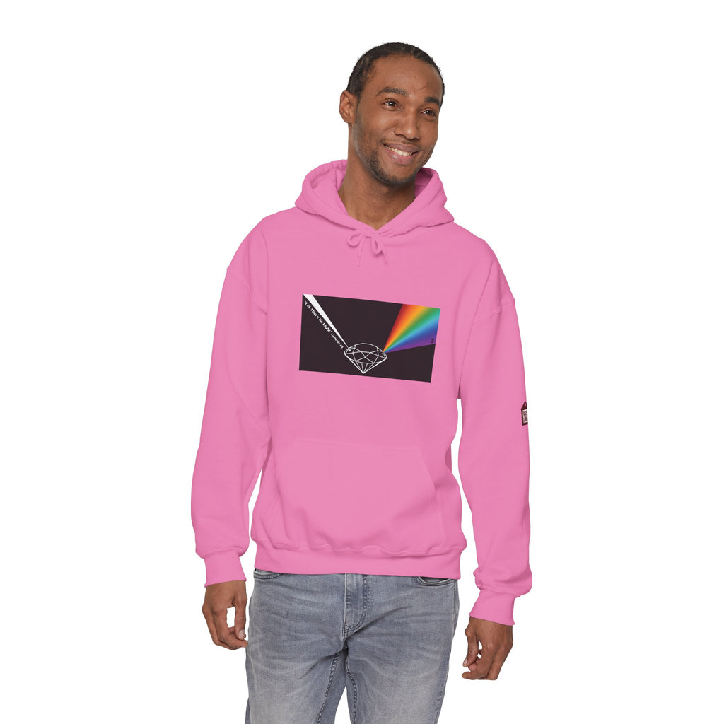 Unisex Prism Diamond "Let There Be Light" Hoodie | Rainbow Spectrum Prism Hooded Sweatshirt