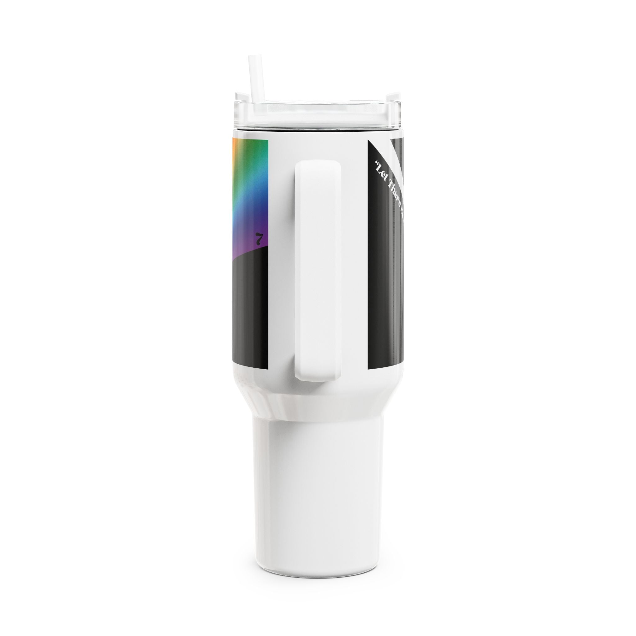 40oz Prism Diamond Tumbler — Black Rainbow Light Spectrum Travel Cup