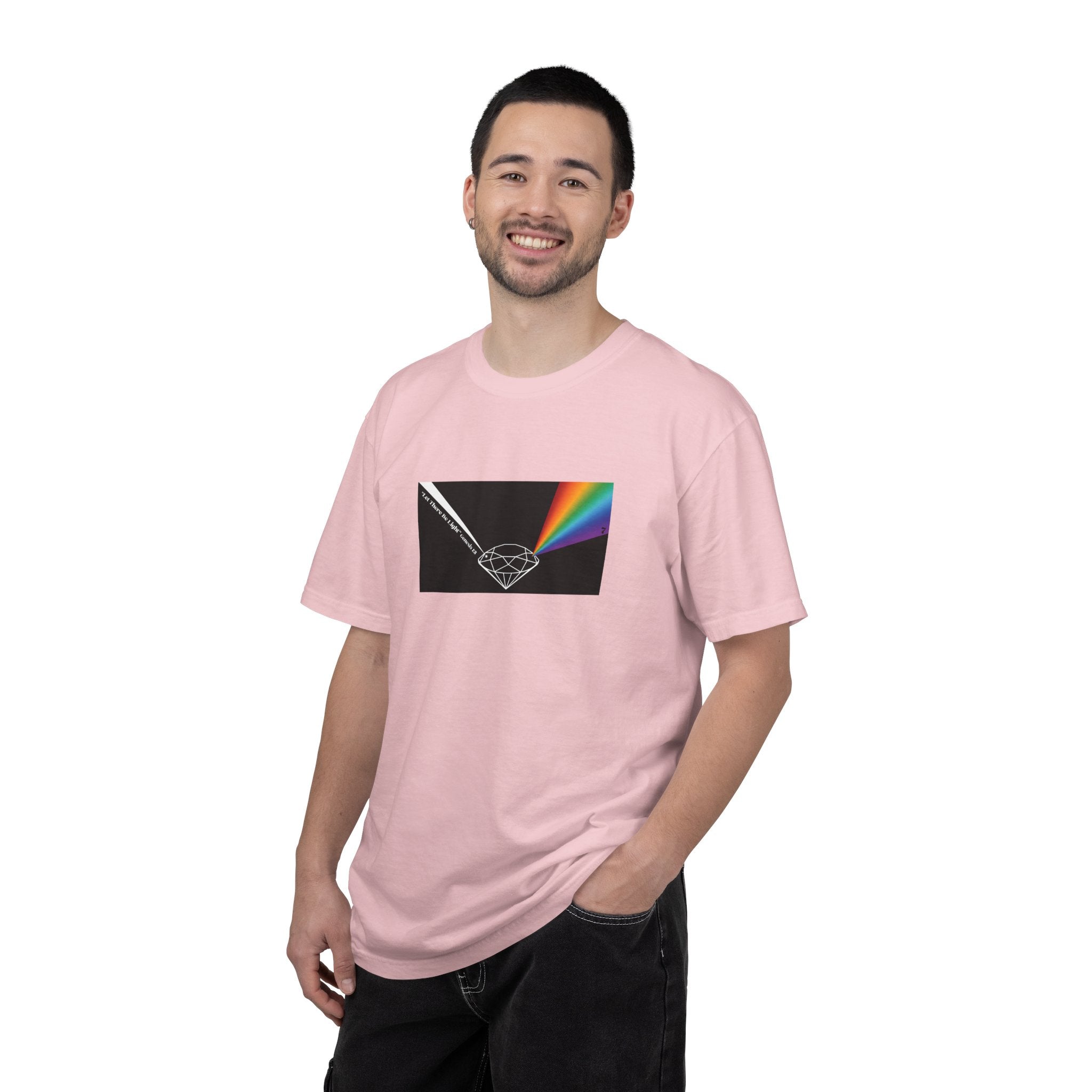 Prism Diamond Tee — Rainbow "Let There Be Light" Spectrum Graphic T-Shirt