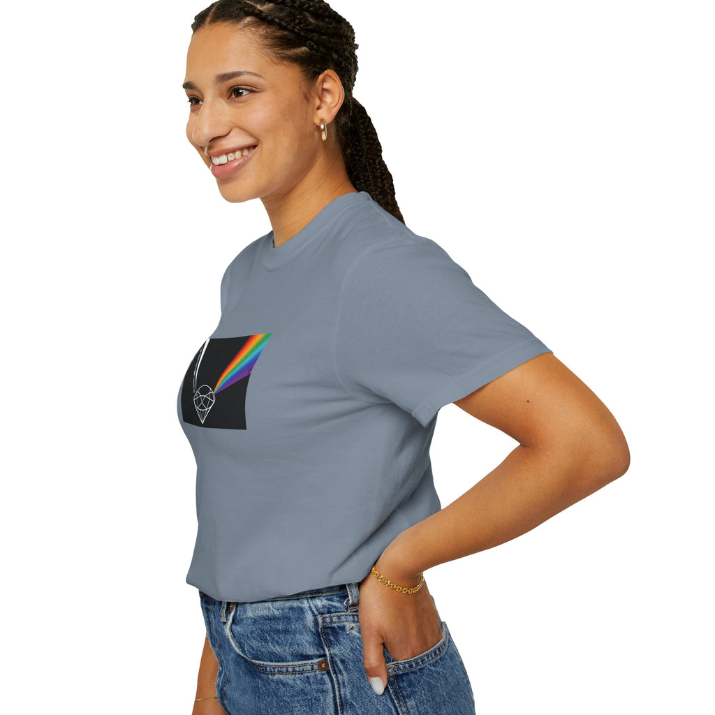Prism Diamond Tee — Rainbow "Let There Be Light" Spectrum Graphic T-Shirt