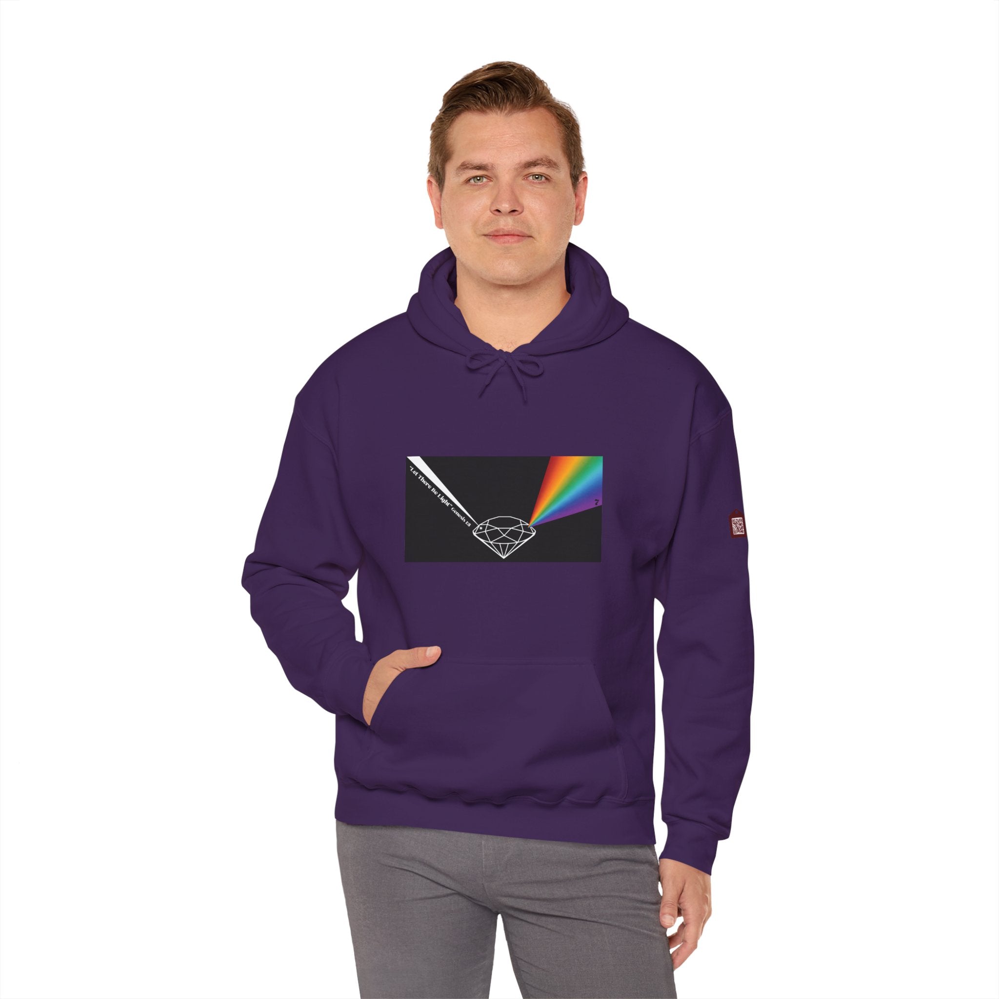 Unisex Prism Diamond "Let There Be Light" Hoodie | Rainbow Spectrum Prism Hooded Sweatshirt