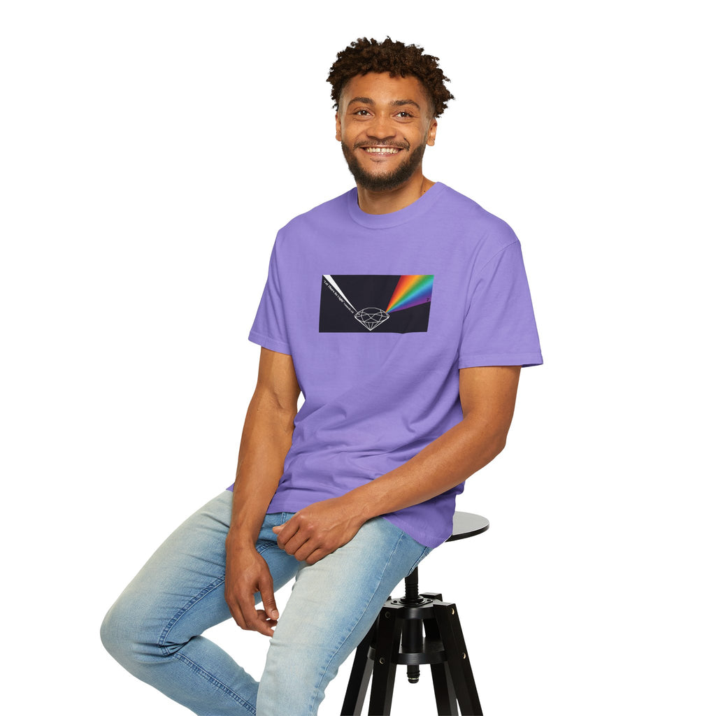 Prism Diamond Tee — Rainbow "Let There Be Light" Spectrum Graphic T-Shirt