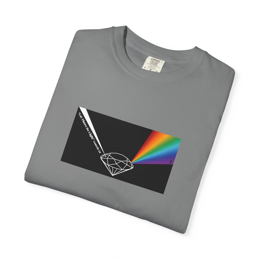 Prism Diamond Tee — Rainbow "Let There Be Light" Spectrum Graphic T-Shirt