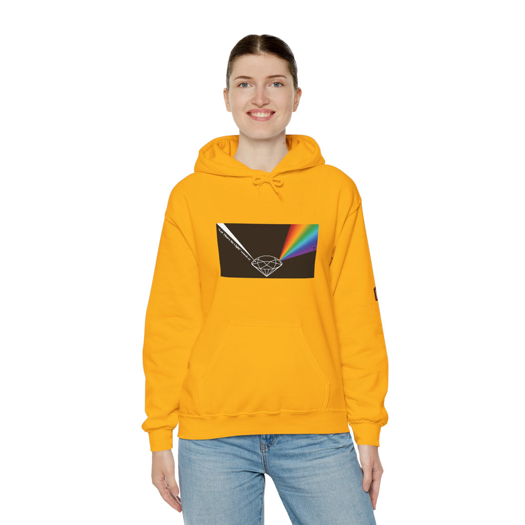 Unisex Prism Diamond "Let There Be Light" Hoodie | Rainbow Spectrum Prism Hooded Sweatshirt