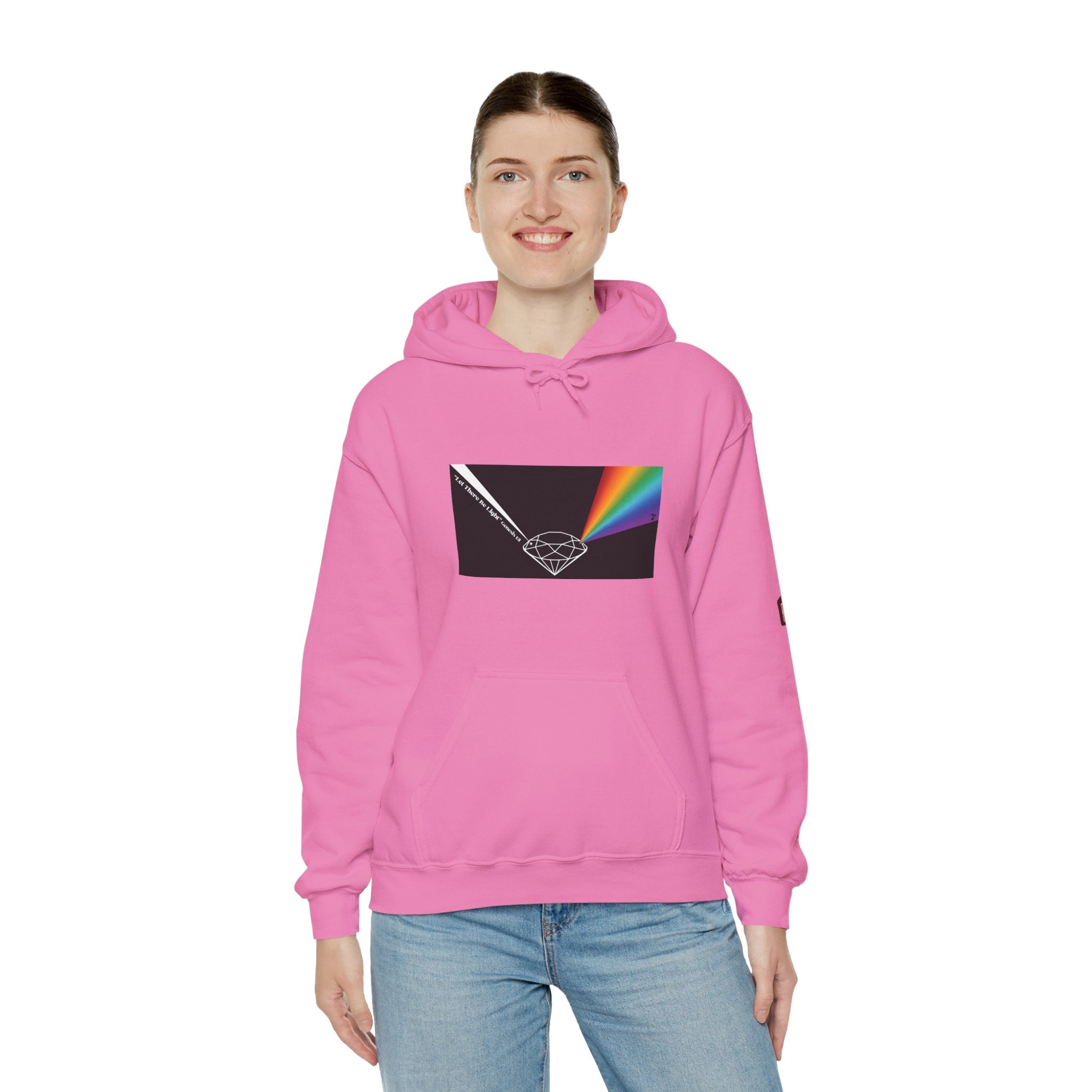 Unisex Prism Diamond "Let There Be Light" Hoodie | Rainbow Spectrum Prism Hooded Sweatshirt