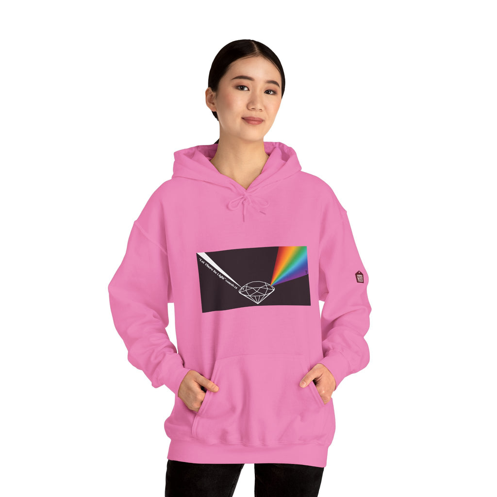 Unisex Prism Diamond "Let There Be Light" Hoodie | Rainbow Spectrum Prism Hooded Sweatshirt