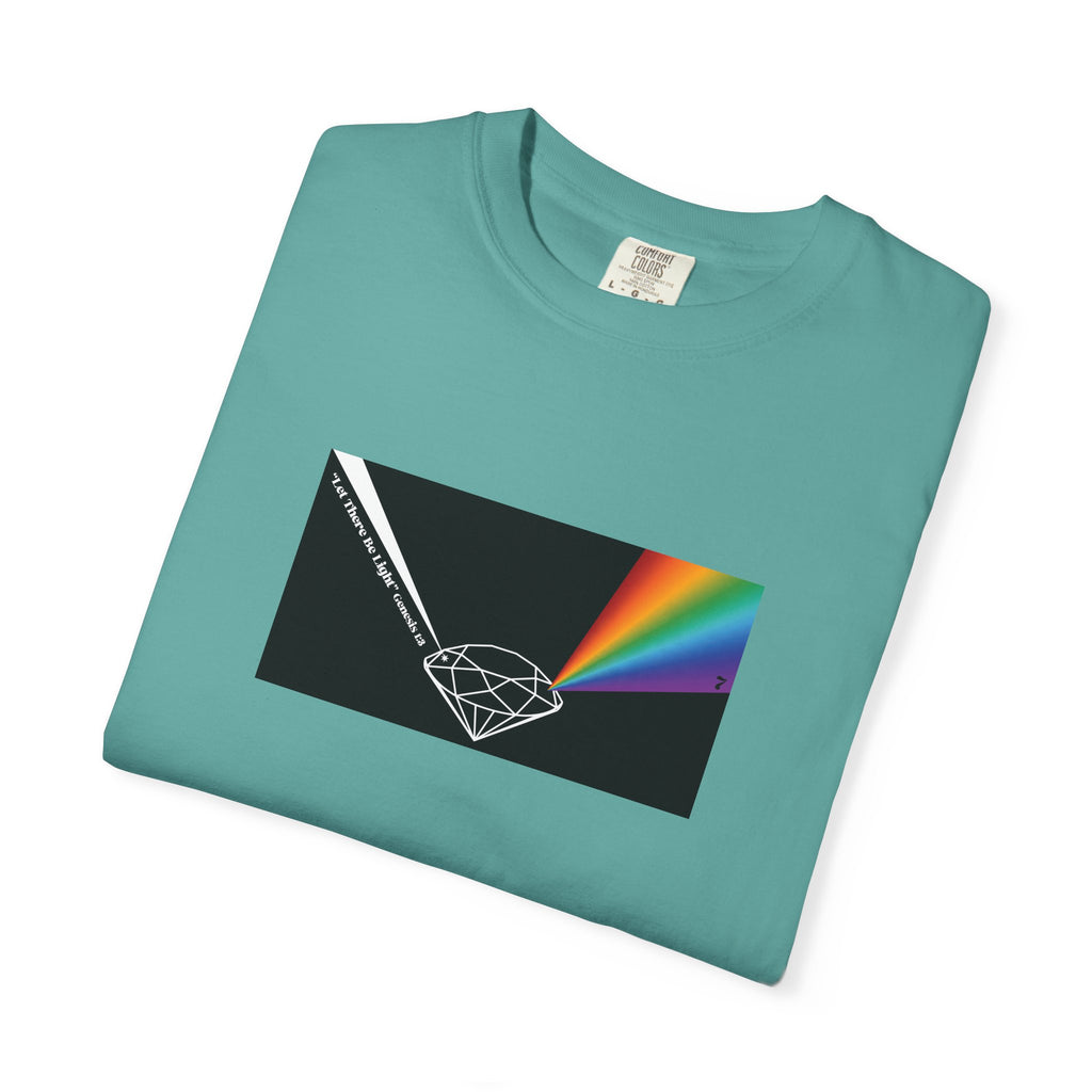Prism Diamond Tee — Rainbow "Let There Be Light" Spectrum Graphic T-Shirt