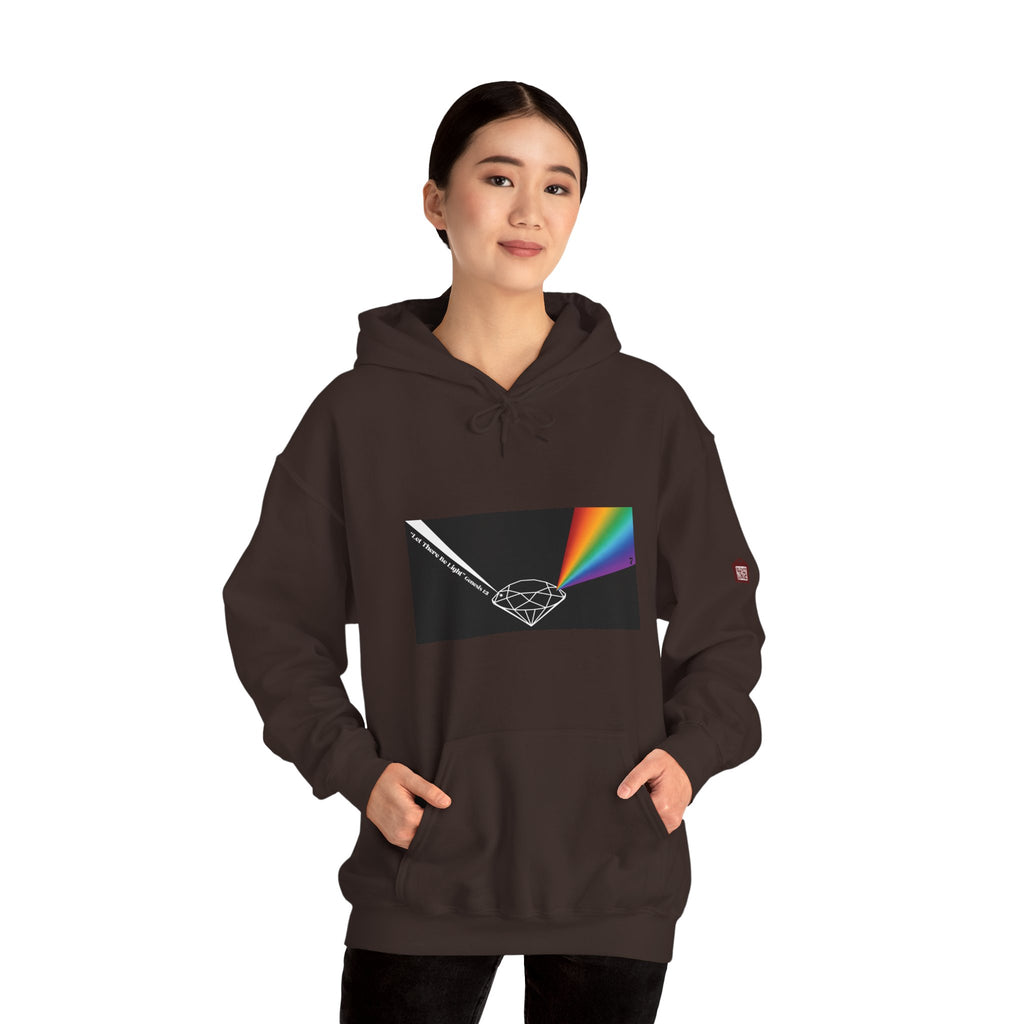 Unisex Prism Diamond "Let There Be Light" Hoodie | Rainbow Spectrum Prism Hooded Sweatshirt