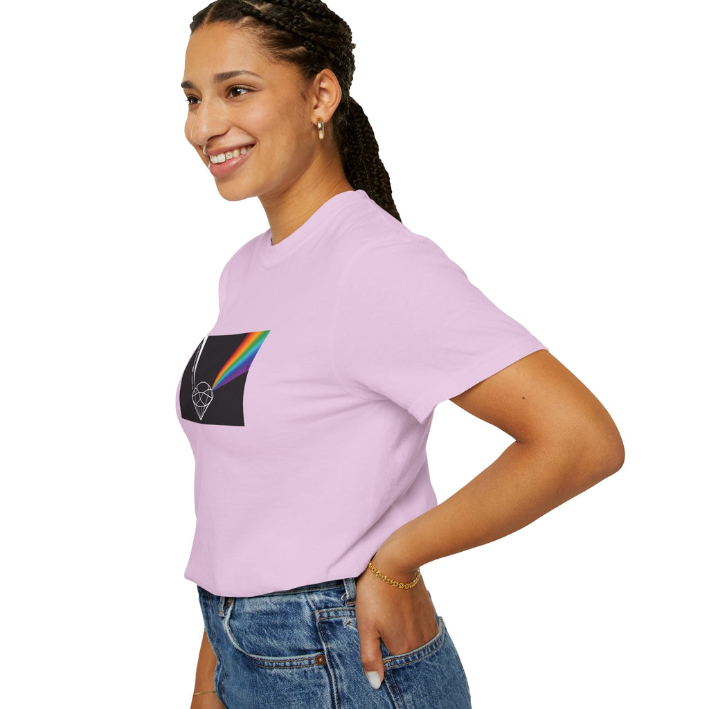 Prism Diamond Tee — Rainbow "Let There Be Light" Spectrum Graphic T-Shirt