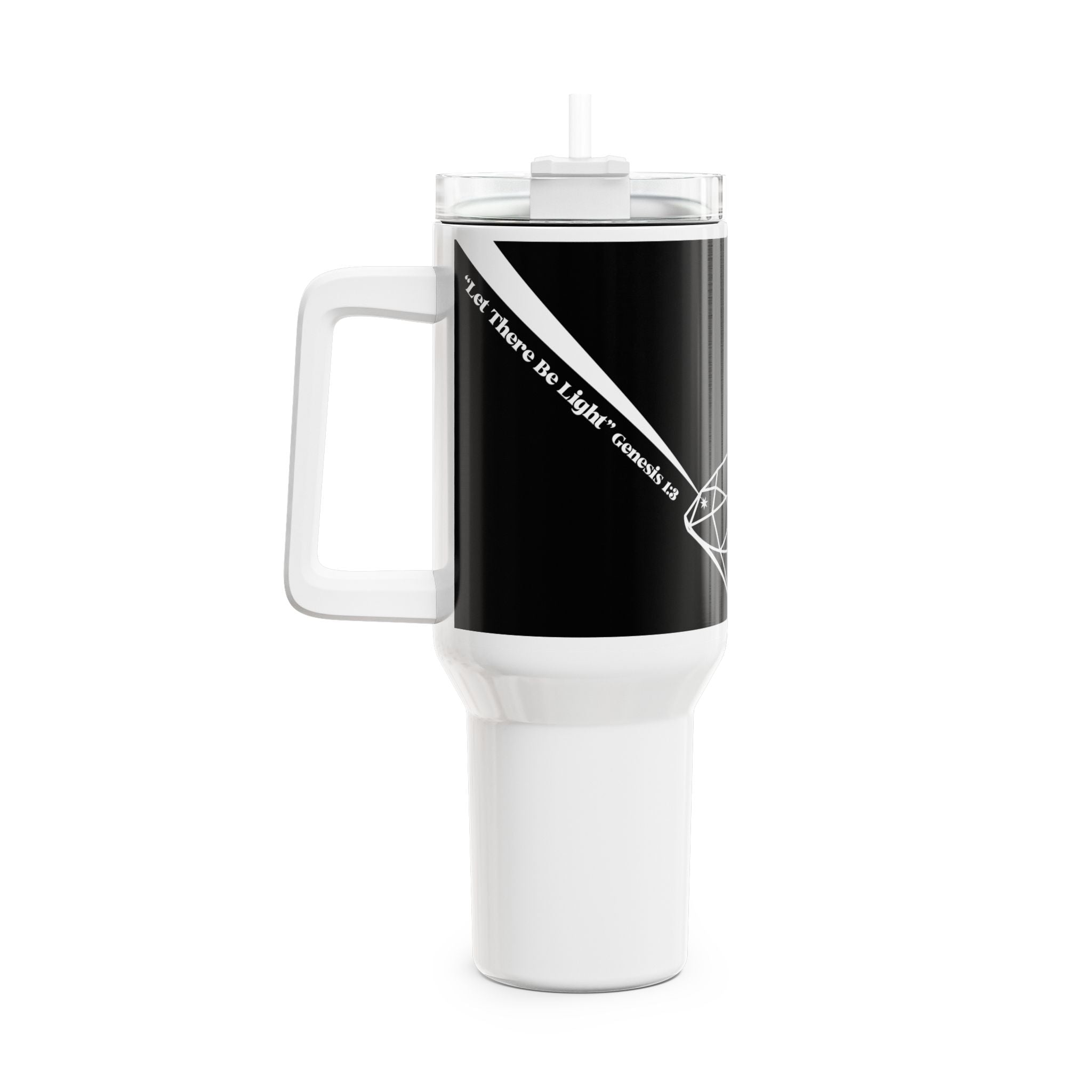 40oz Prism Diamond Tumbler — Black Rainbow Light Spectrum Travel Cup