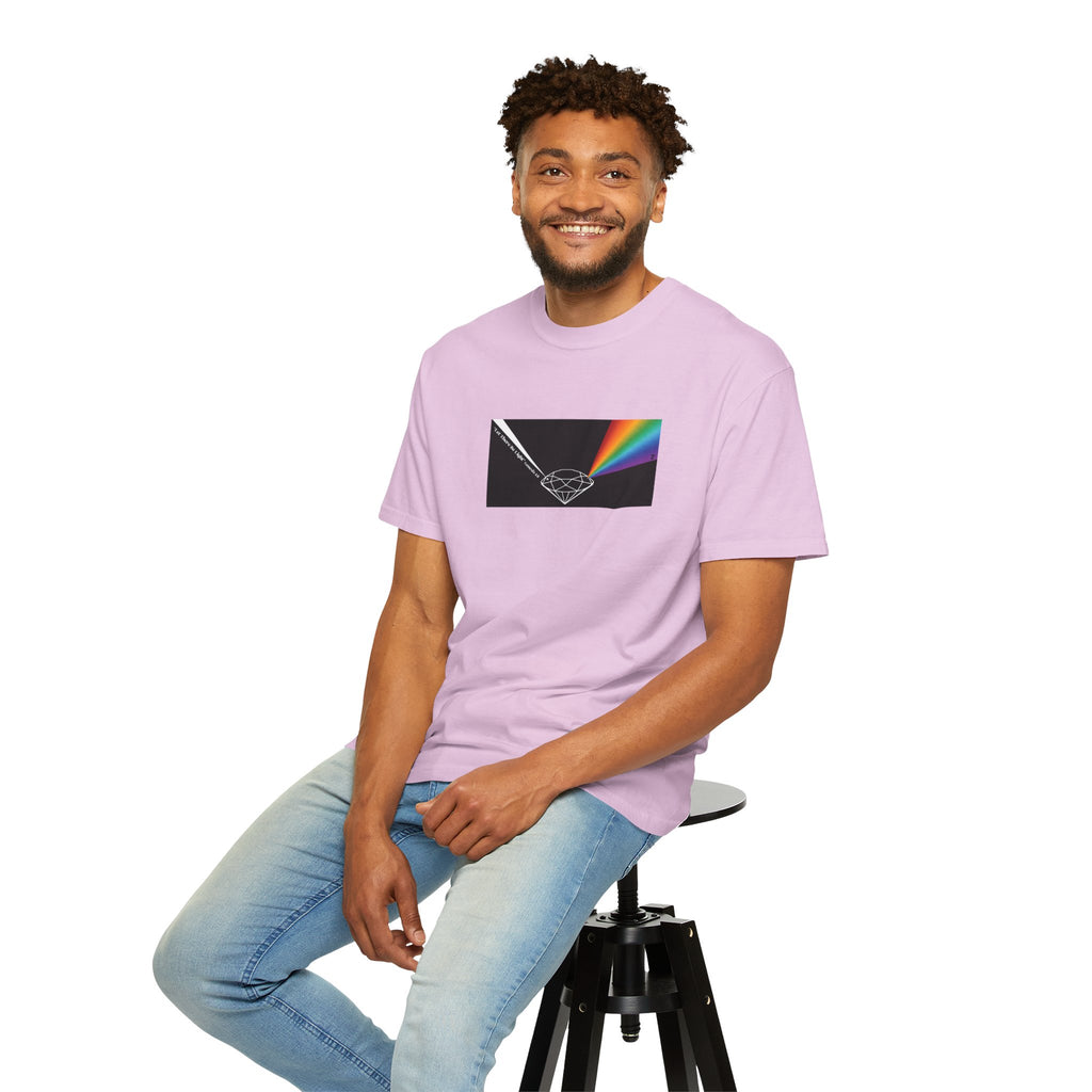 Prism Diamond Tee — Rainbow "Let There Be Light" Spectrum Graphic T-Shirt
