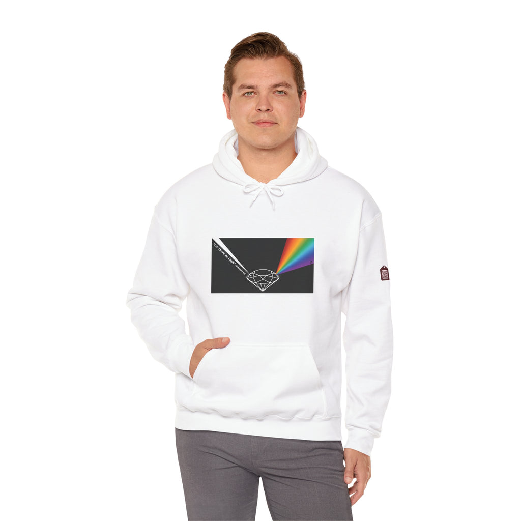 Unisex Prism Diamond "Let There Be Light" Hoodie | Rainbow Spectrum Prism Hooded Sweatshirt