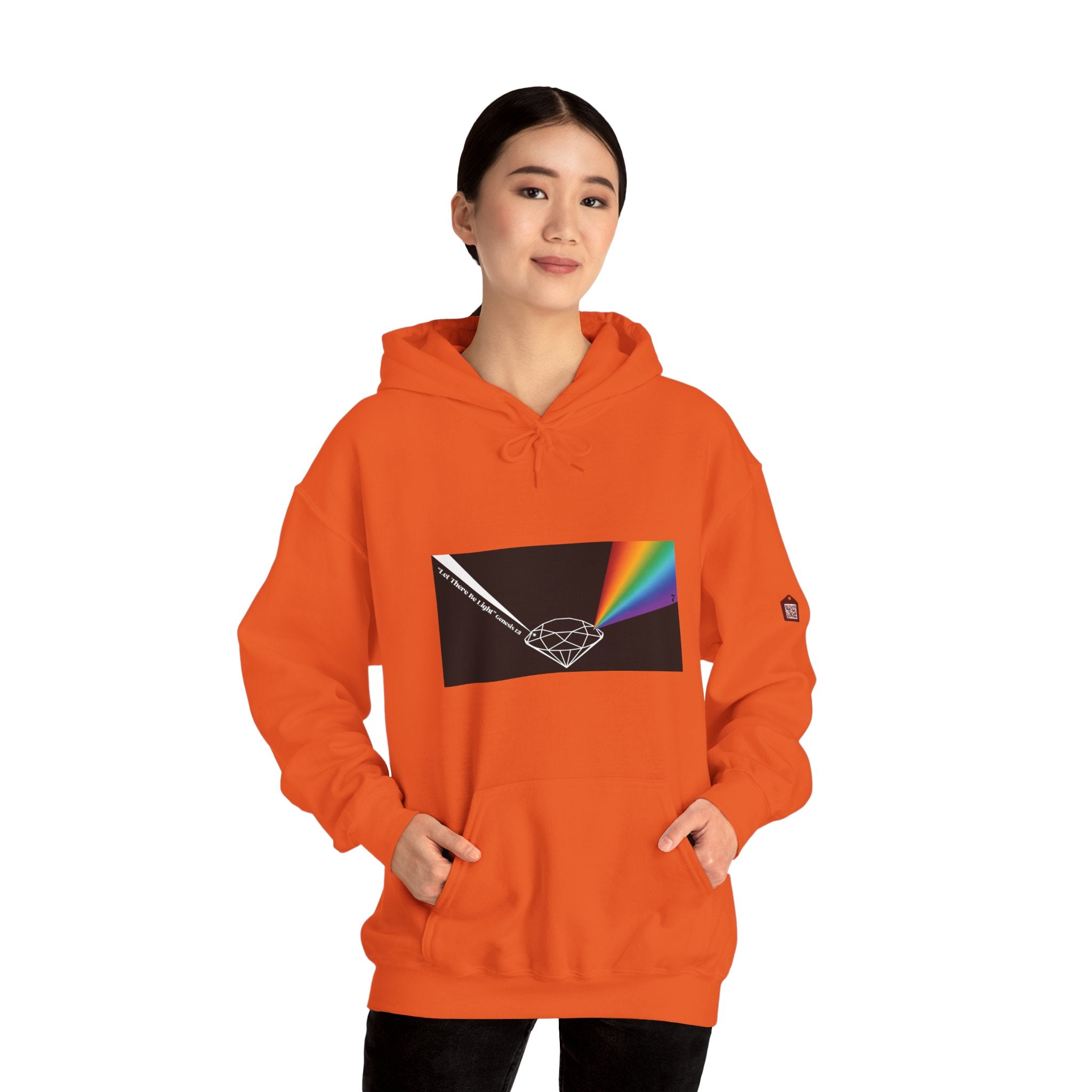 Unisex Prism Diamond "Let There Be Light" Hoodie | Rainbow Spectrum Prism Hooded Sweatshirt