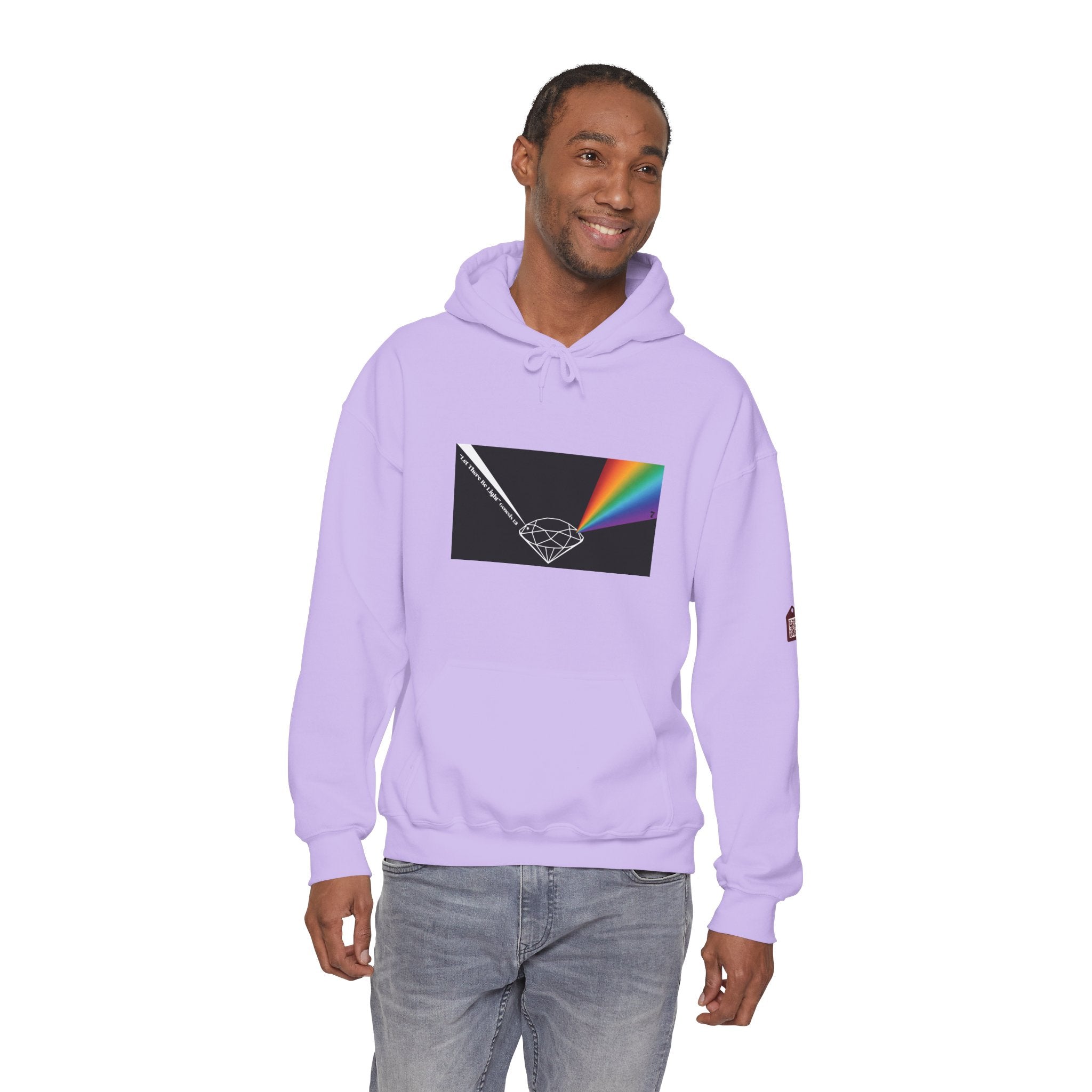 Unisex Prism Diamond "Let There Be Light" Hoodie | Rainbow Spectrum Prism Hooded Sweatshirt