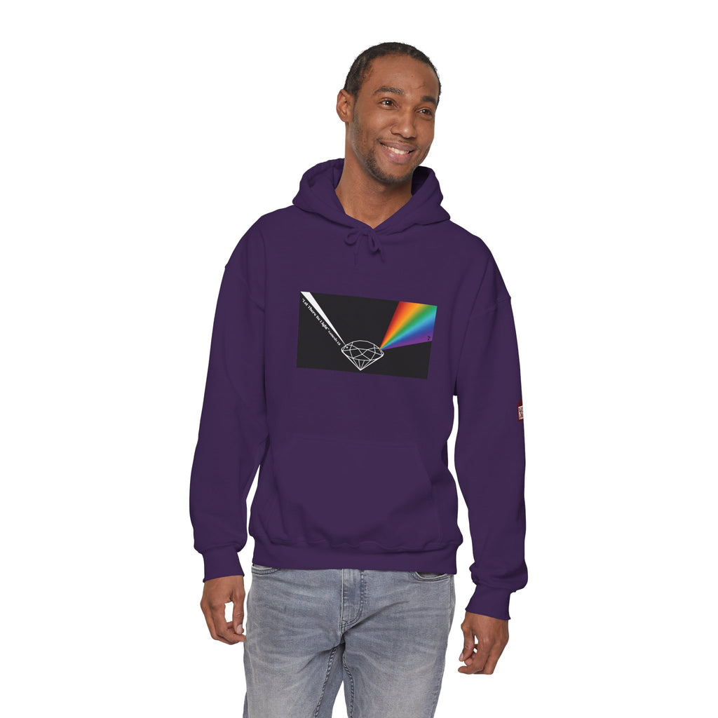 Unisex Prism Diamond "Let There Be Light" Hoodie | Rainbow Spectrum Prism Hooded Sweatshirt