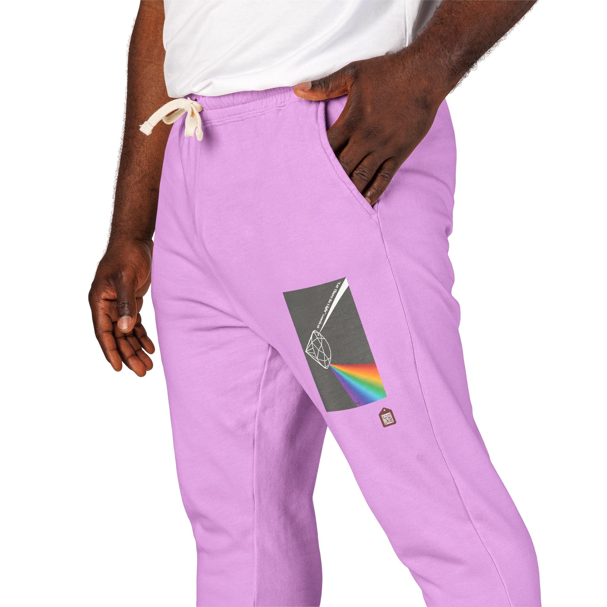 Fleece Sweatpants with Prism Bible Verse Pocket Graphic