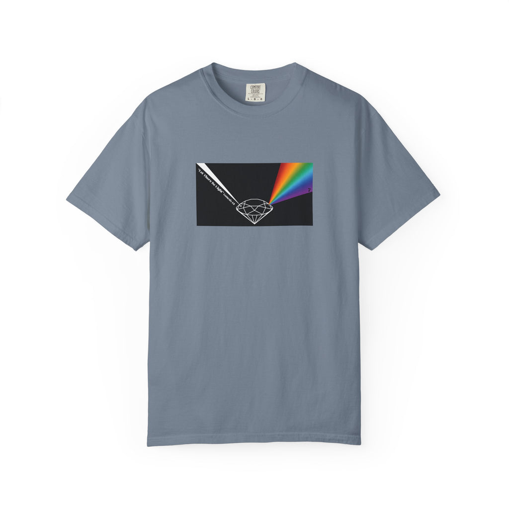 Prism Diamond Tee — Rainbow "Let There Be Light" Spectrum Graphic T-Shirt