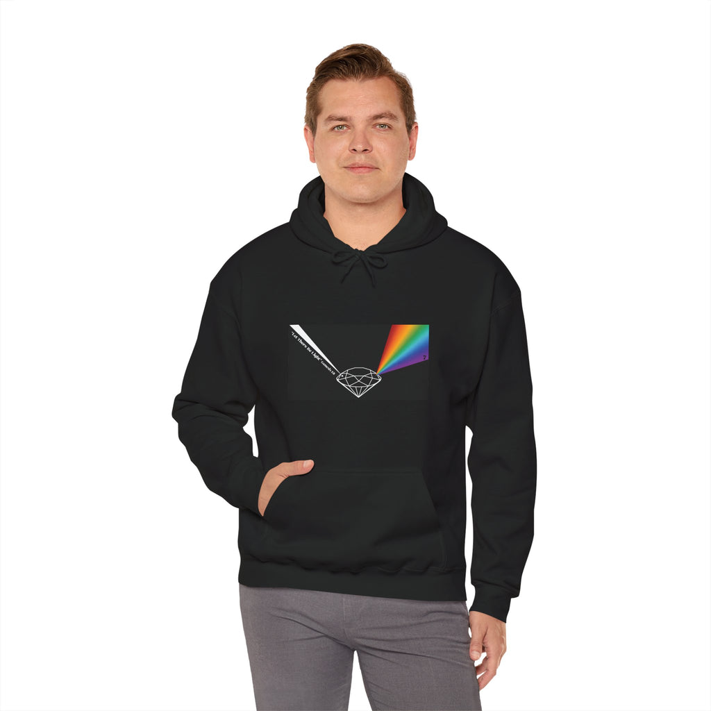 Unisex Prism Diamond "Let There Be Light" Hoodie | Rainbow Spectrum Prism Hooded Sweatshirt